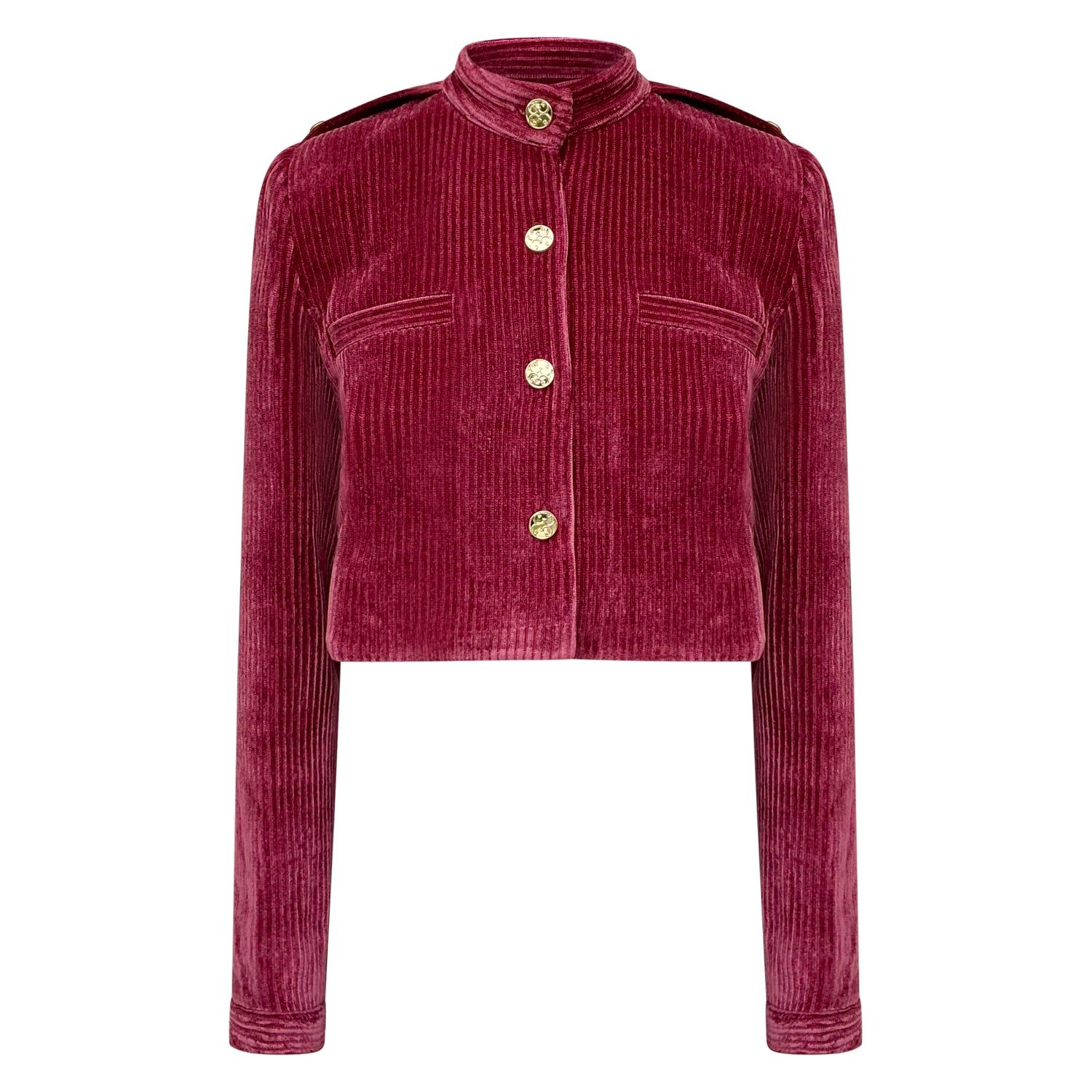 Why Mary Women's Pink Lucia Cropped Corduroy Jacket In Raspberry In Brown