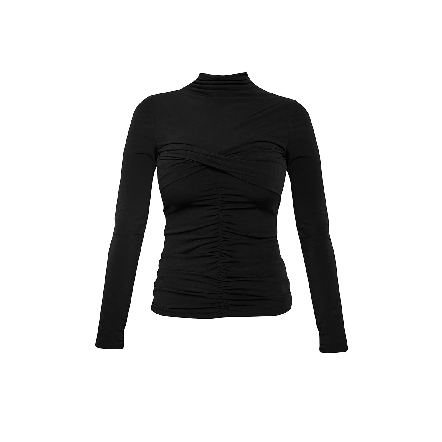 Women’s Black Turtleneck Twist-Front Long Sleeve Top Large Cliché Reborn