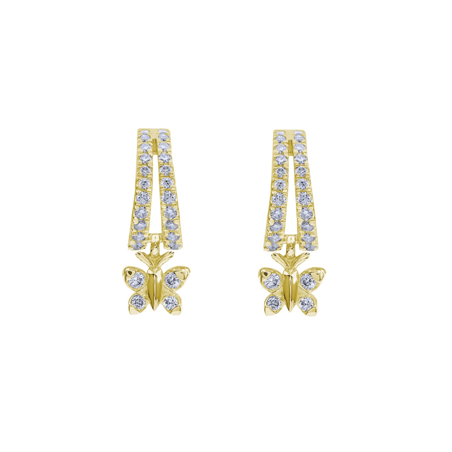 Bloomtine | Earth Angel Hq Women's Enchanting Flutterfly™ Gold Vermeil Butterfly Huggies In Gold