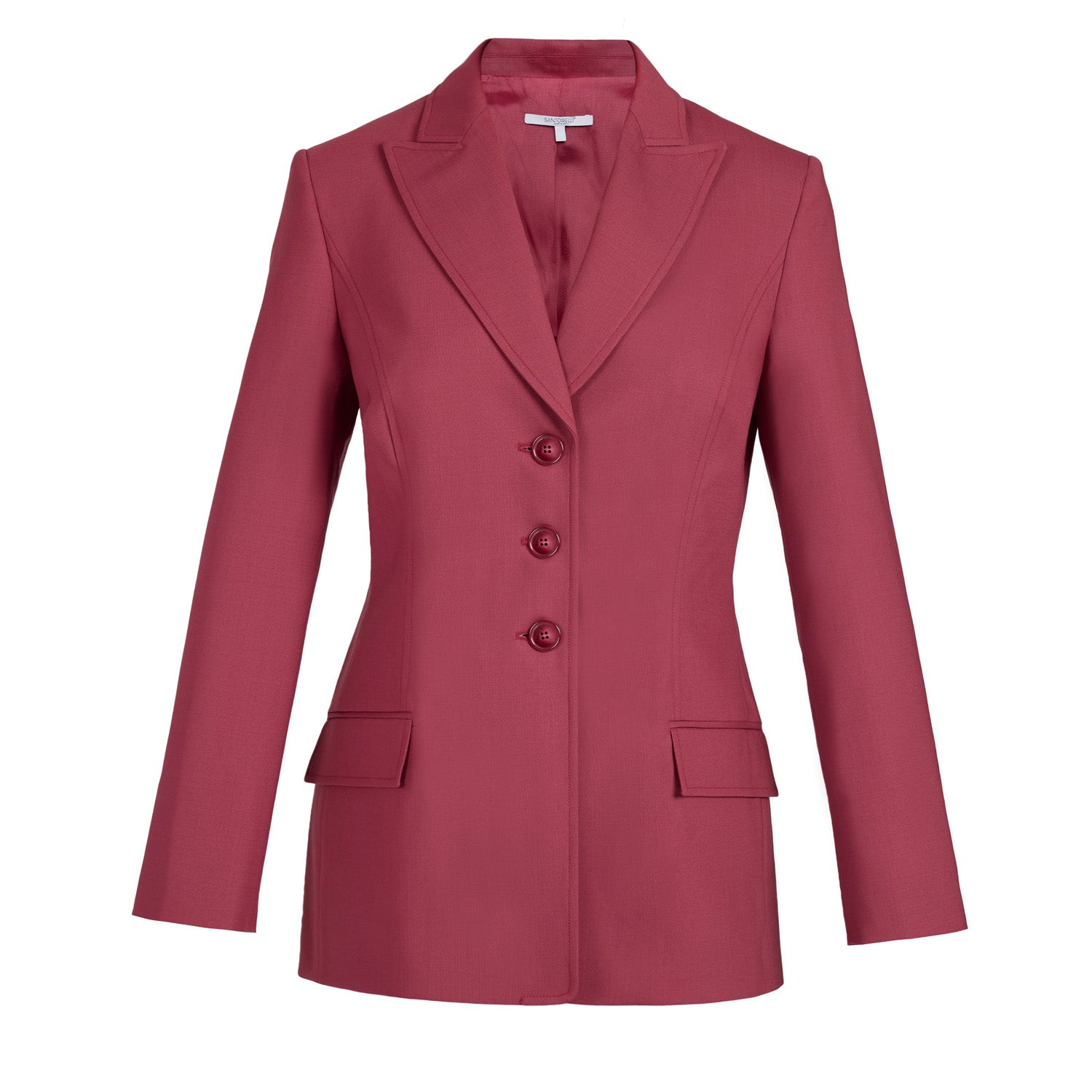 Santorelli Freya Three Button Jacket In Stretch Wool In Pink