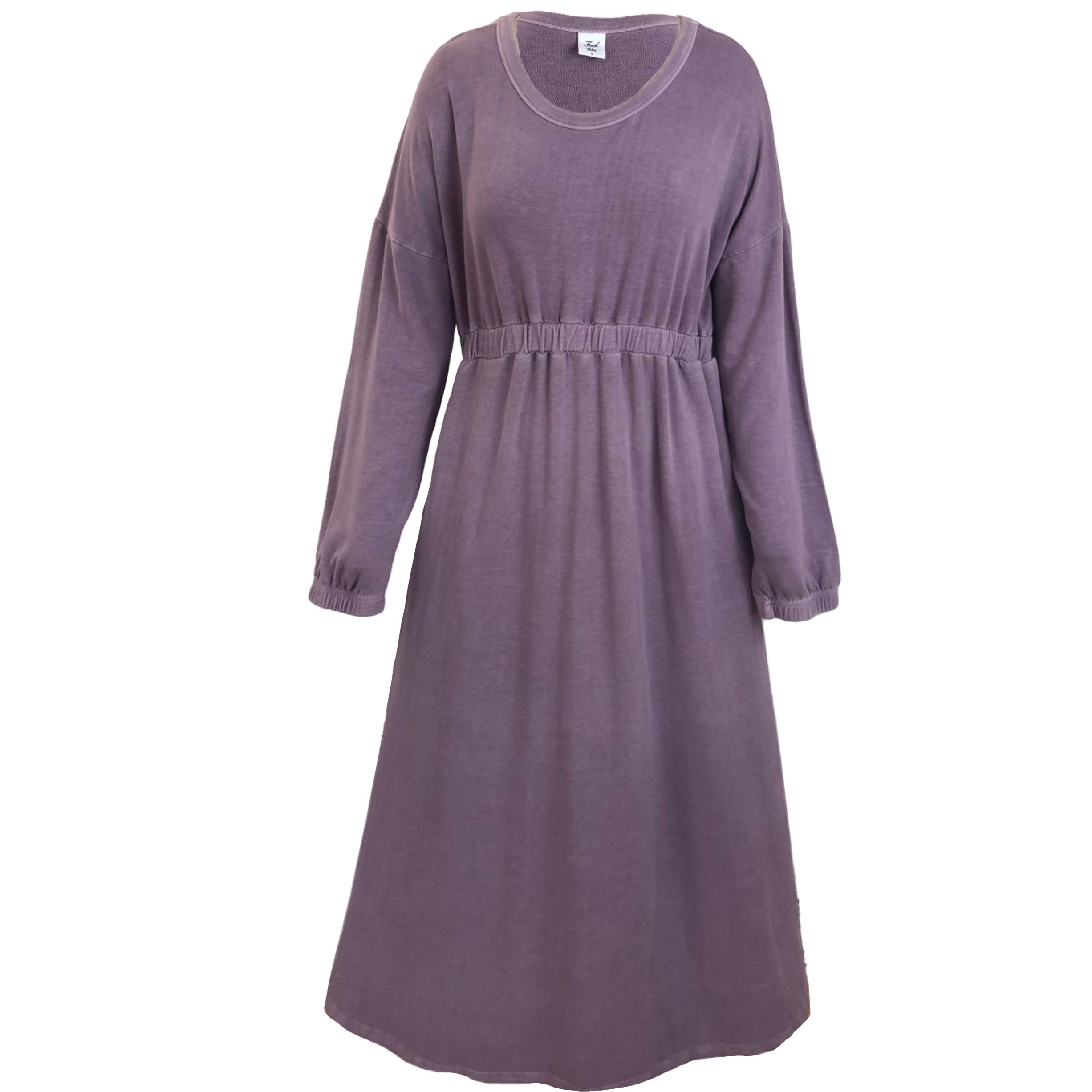 Women’s Pink / Purple Rustic Midi Dress With Long Sleeves In Pale Grape Medium Frock Tales