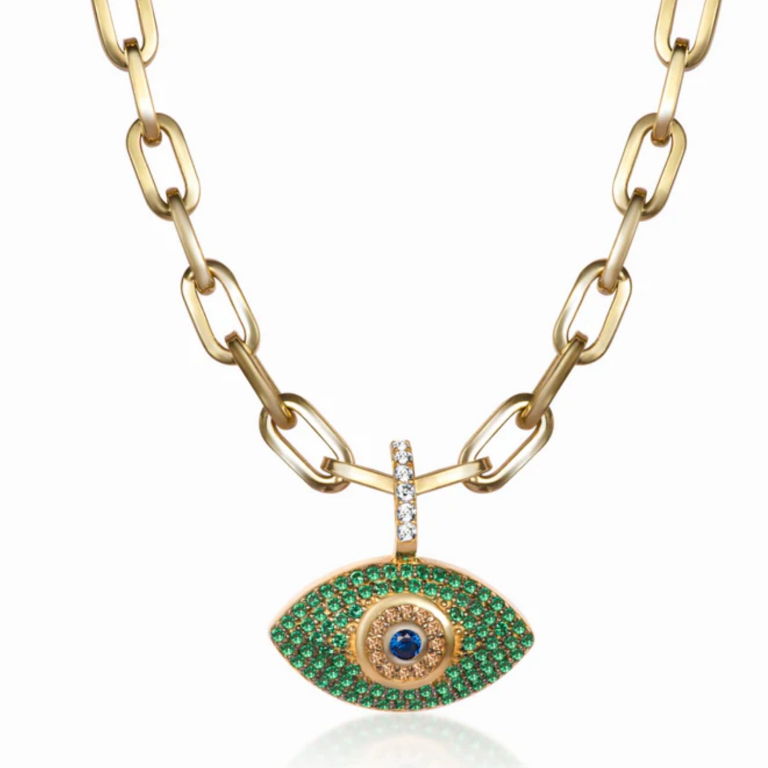 Women’s Gold / Silver Evil Eye Pendant Gold Paperclip Necklace Selen Jewels