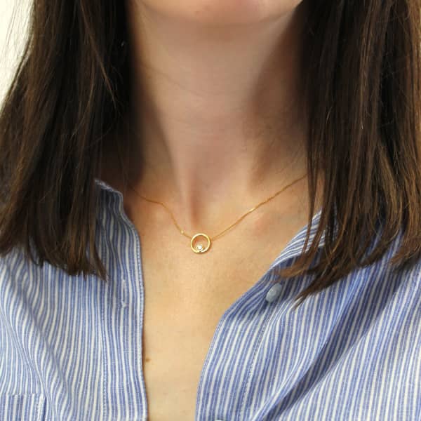 GUCCI WOMEN'S HALO NECKLACE WHITE SAPPHIRE & GOLD