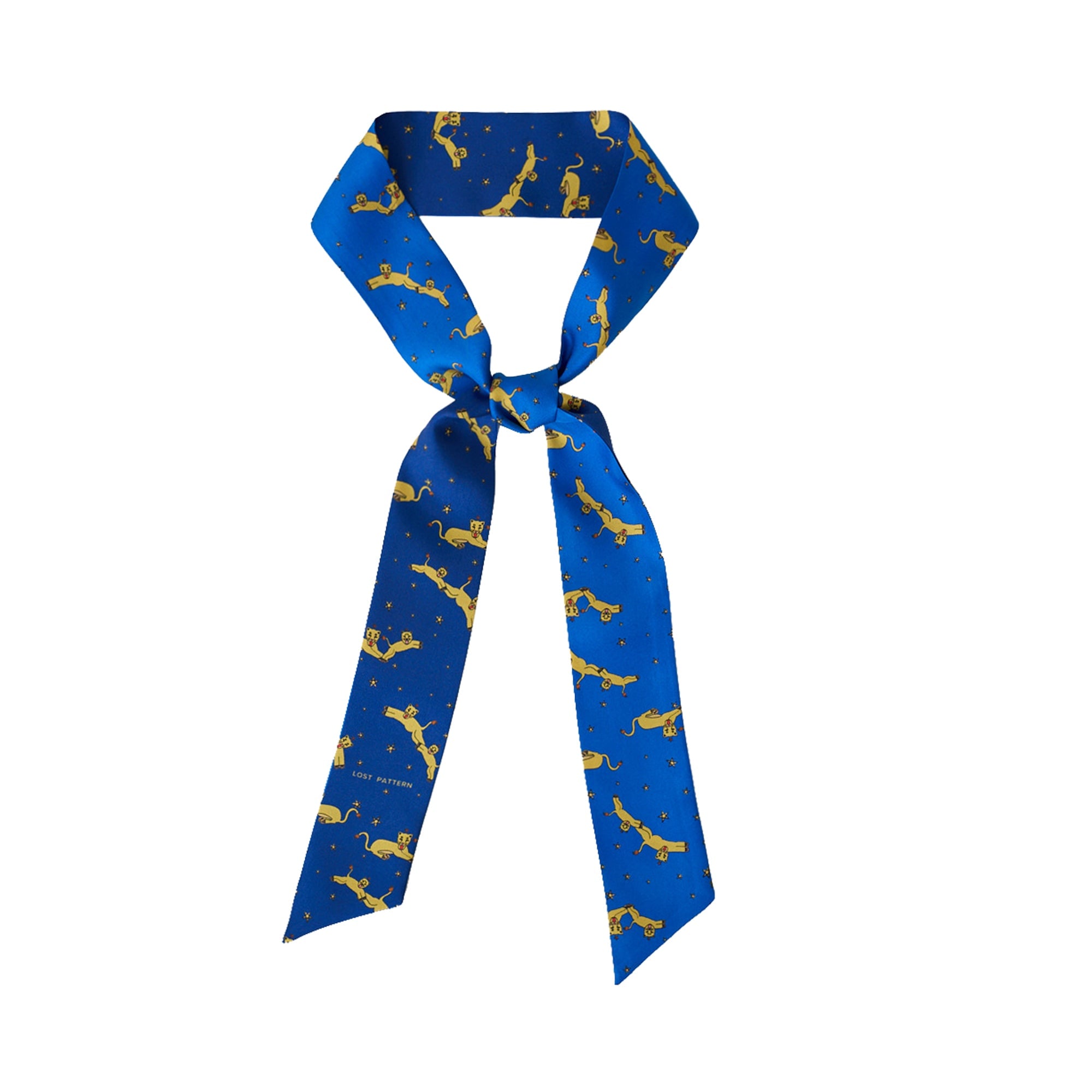 Lost Pattern Nyc Women's Blue Journey Silk Twill Skinny Scarf By Shantall Lacayo In Blue