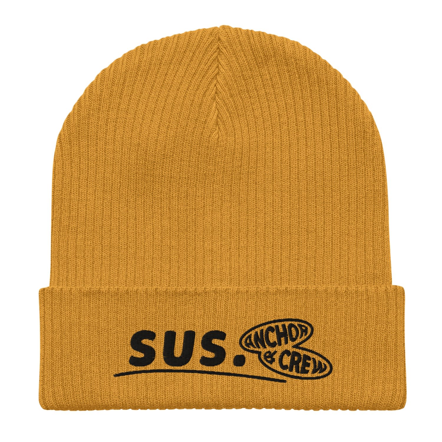 Anchor & Crew Yellow / Orange Mustard Yellow Sus Gen. Organic Cotton Embroidered Beanie - Men In Yellow/orange