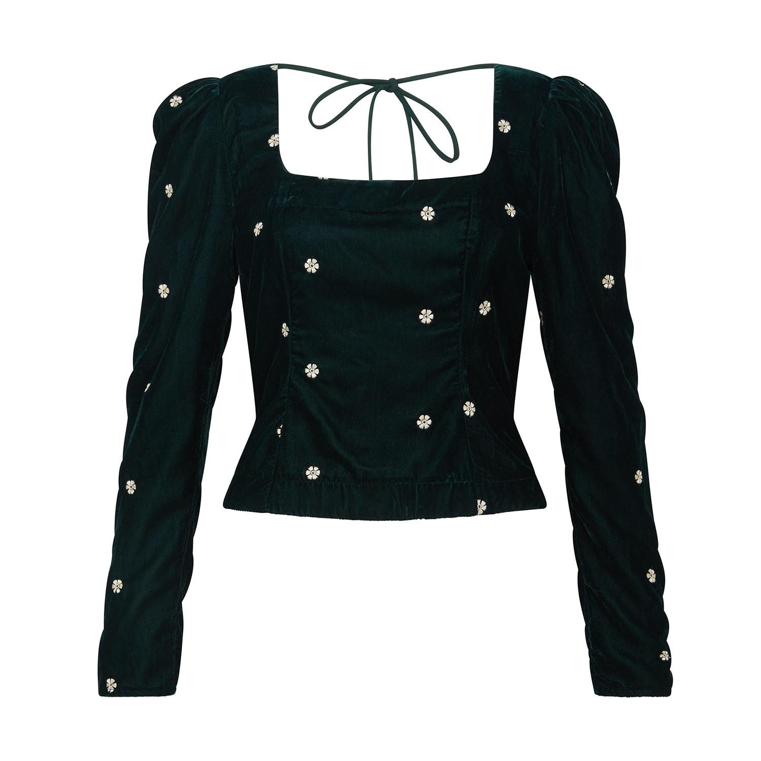 Rose & Nancy Women's Mila Green Velvet Embroidered Top In Green