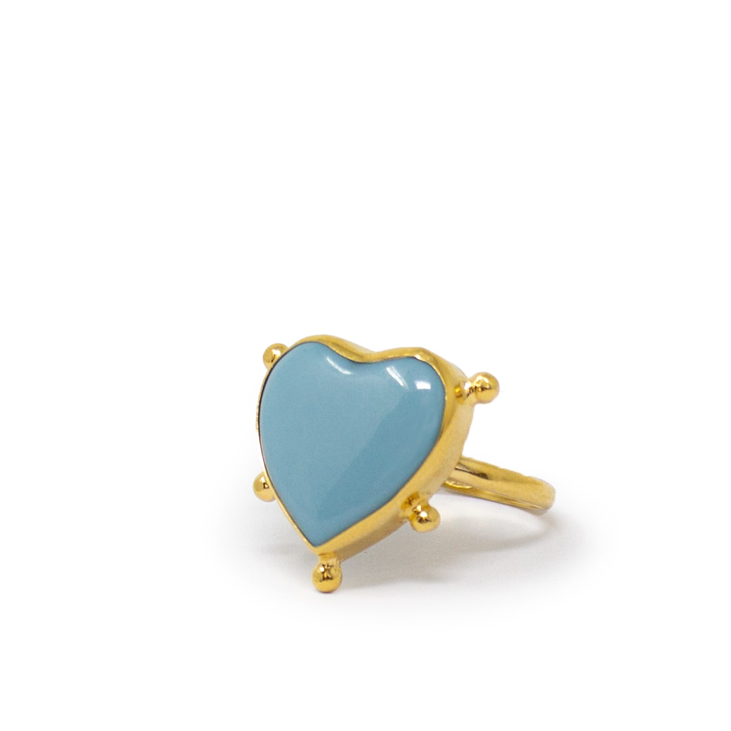 Women’s Blue / Gold Happy Heart Sky Blue Porcelain Stacking Ring Vintouch Italy
