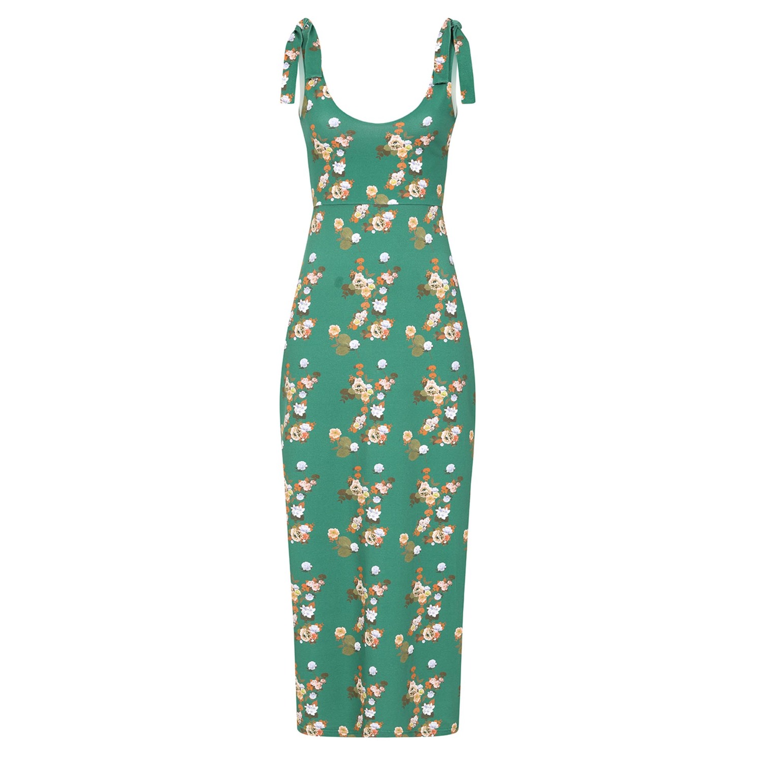 Sophie Green Floral Printed 2 Tier Cotton Midi Dress