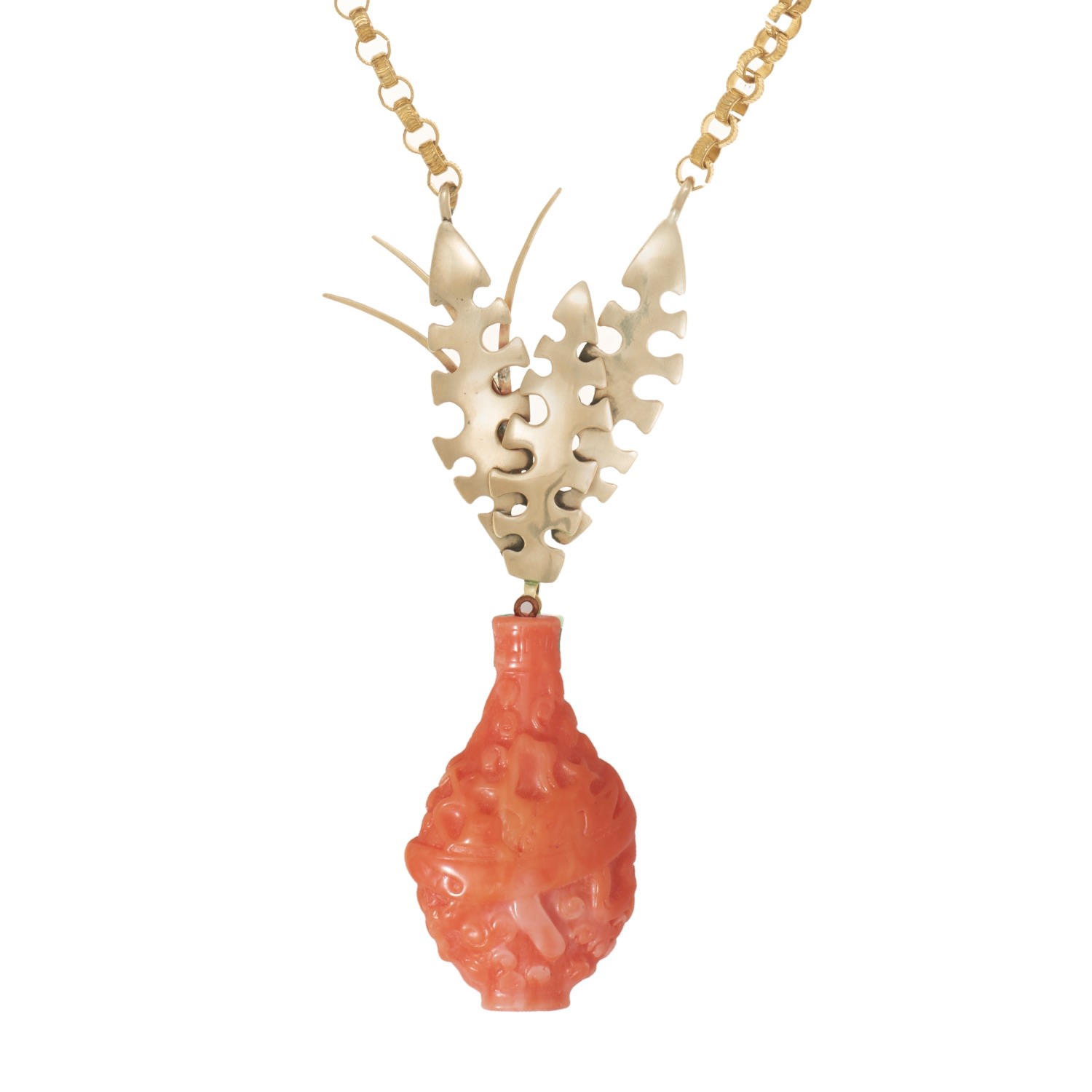 Women’s Gold / Red Vase Pendant In Coral Castlecliff