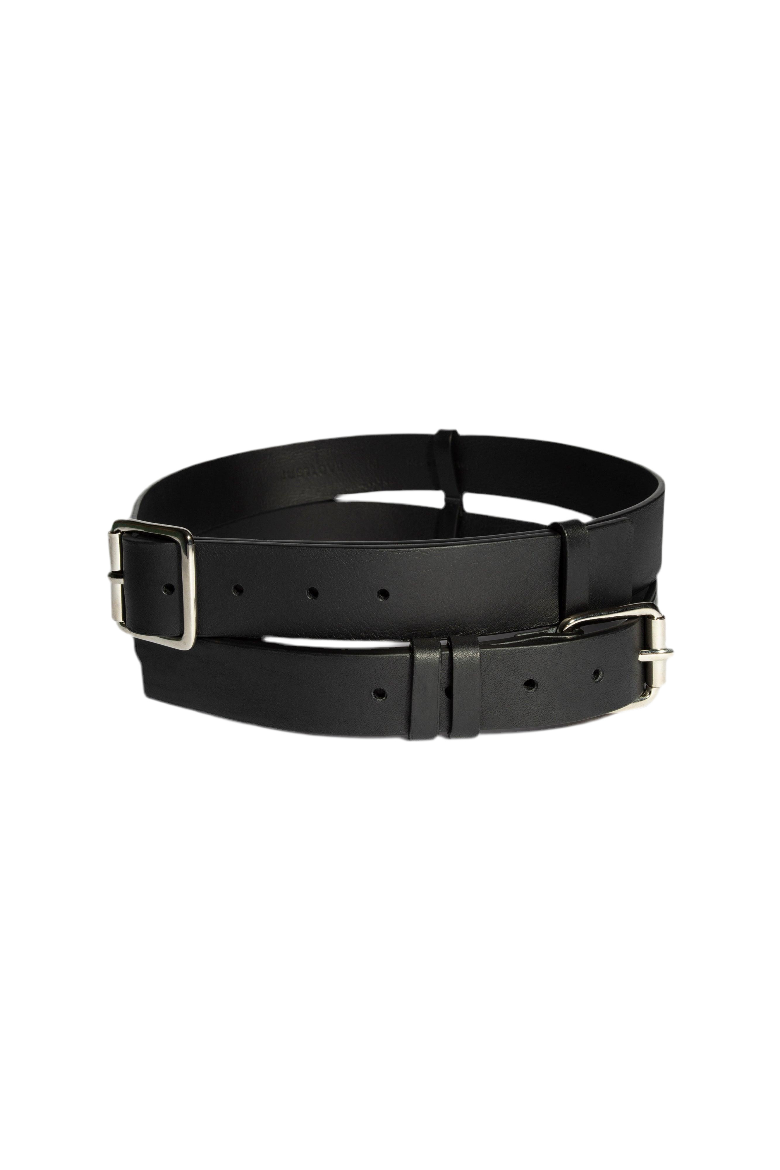 Justlove Women's Black Double Belt Hug Me Double In Black
