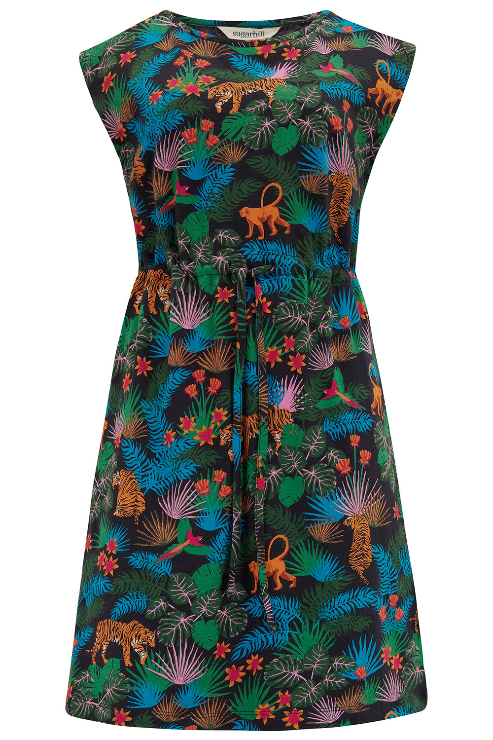 Sugarhill Brighton Women's Sally Jersey Mini Dress Black/multi, Jungle In Animal Print