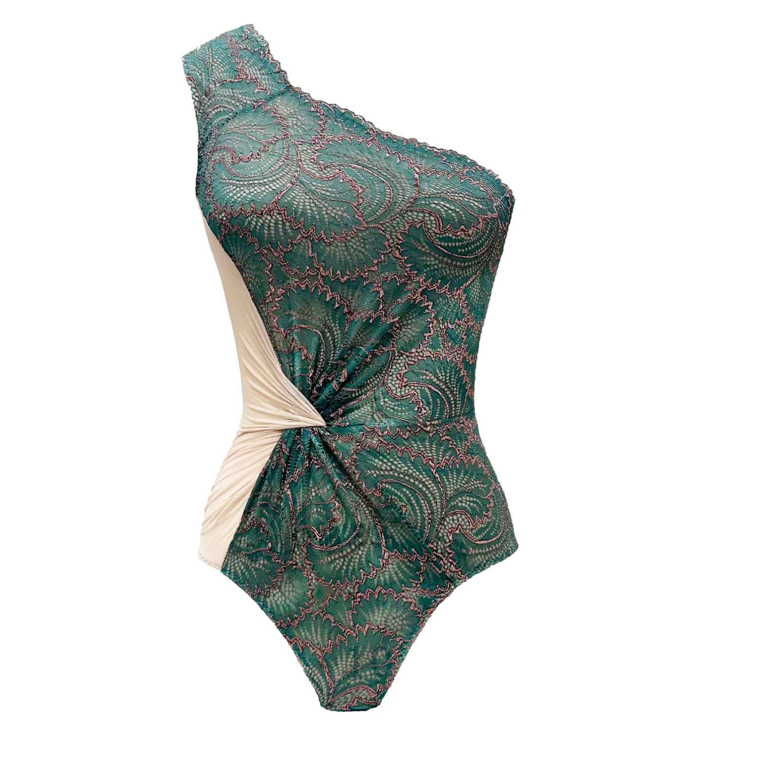 Women’s Green Twist & Shout One Shoulder Bodysuit Large Carol Coelho