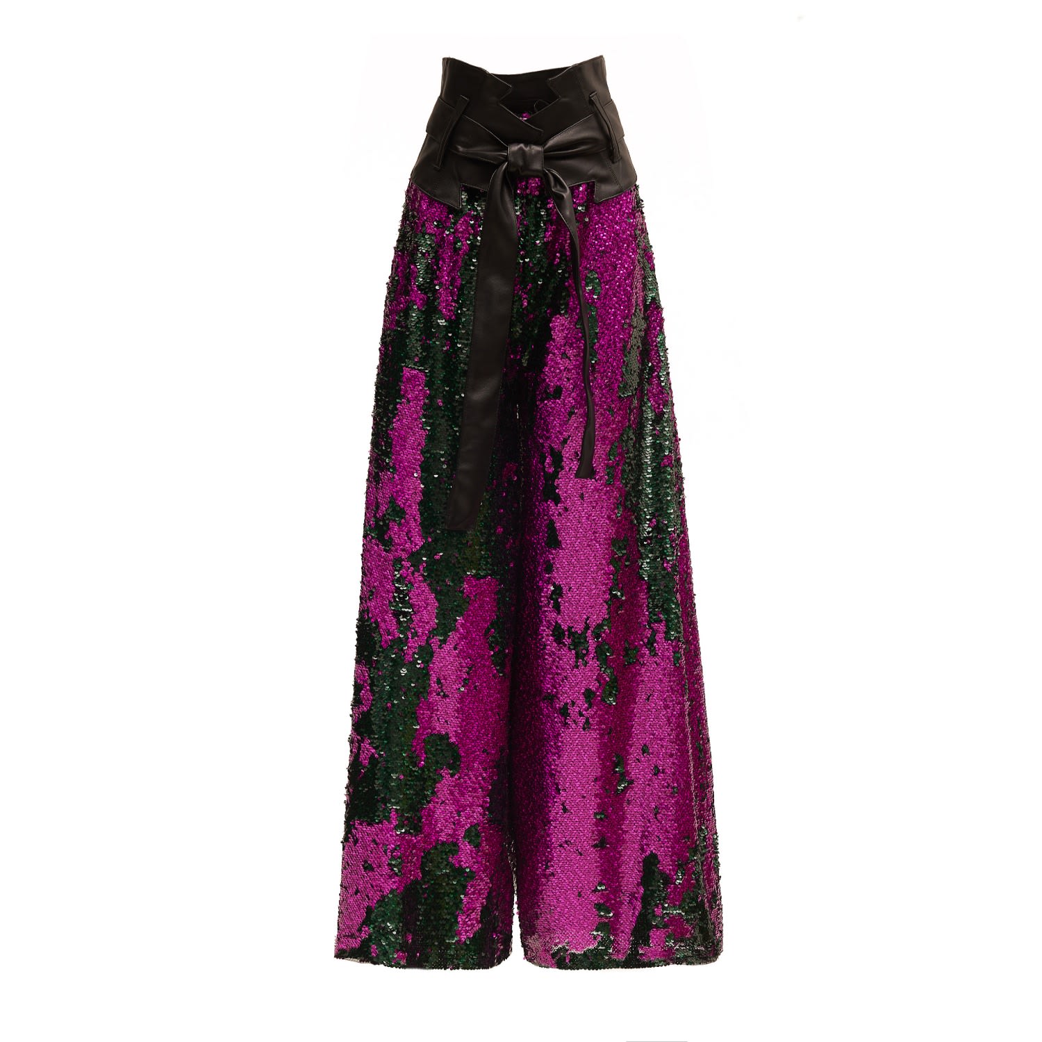 Women’s Green / Pink / Purple Palazzo Trousers With Double-Sided Sequins Green Pink Extra Large Julia Allert