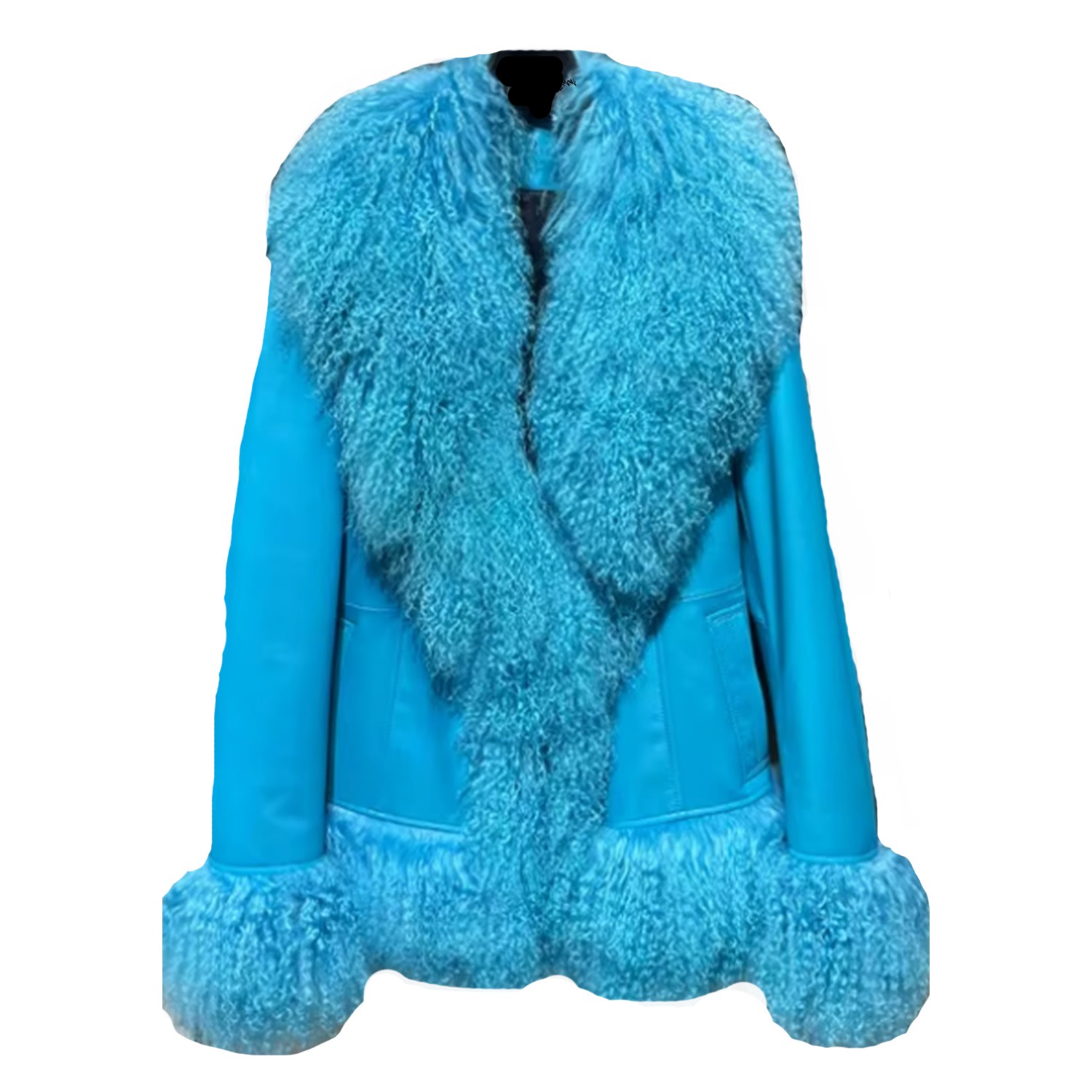 Madeleine Simon Studio Women's Alpine Glow Blue Bird Sheepskin Coat In Blue