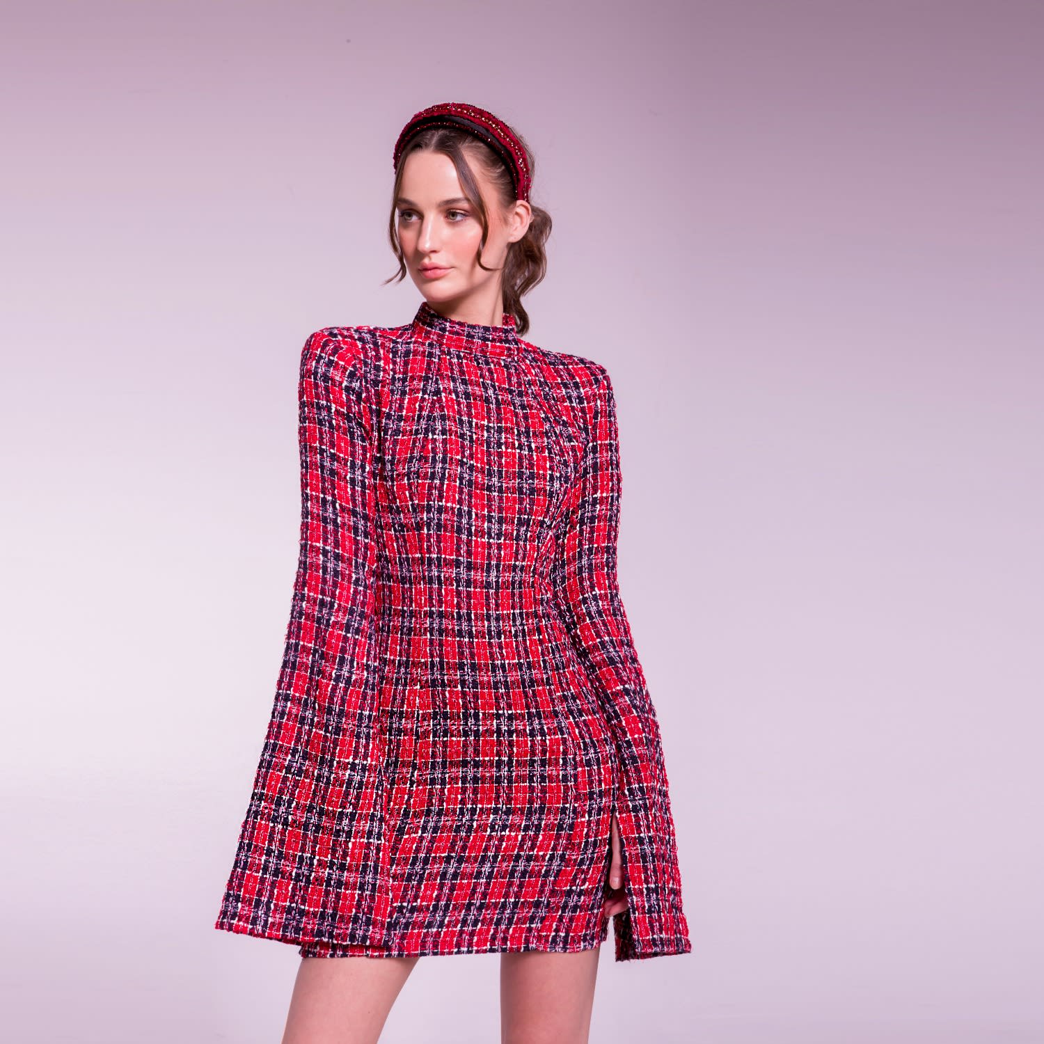 tweed dress red