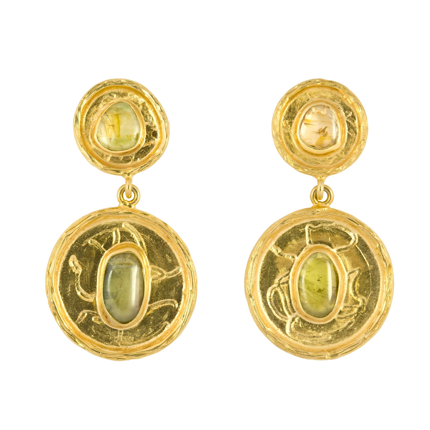 1610istanbul Women's Gold Levantine Tourmaline Earrings