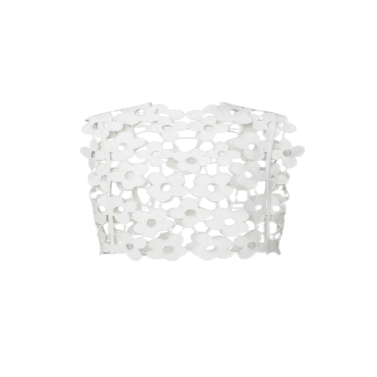 Saachi Women's White Floral Open Knit Vest Beige Top