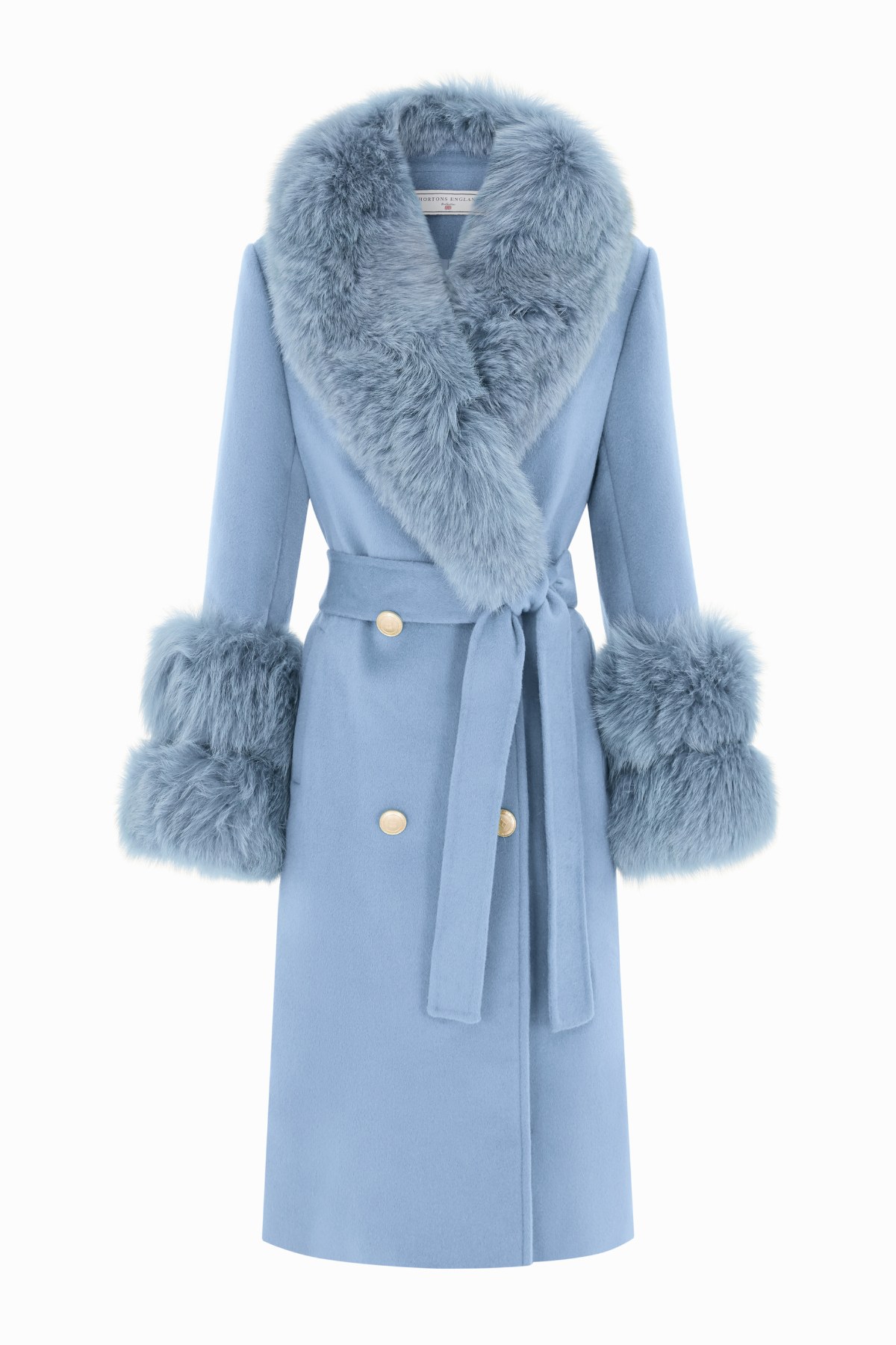 Hortons England Women's Belgravia Cashmere Coat Powder Blue In Blue