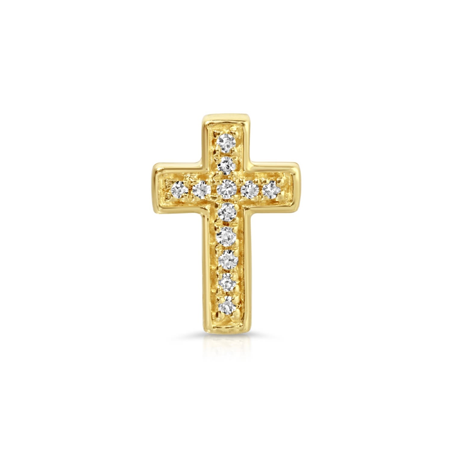 Maya Brenner Women's Pavé Charm Stud - 14k Yellow Gold - Cross In Gold