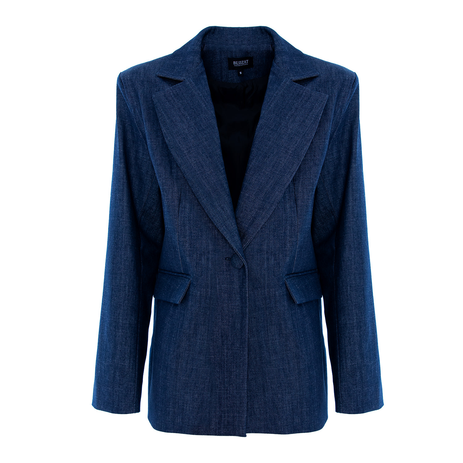 Bluzat Women's Blue Denim Oversized Blazer In Blue