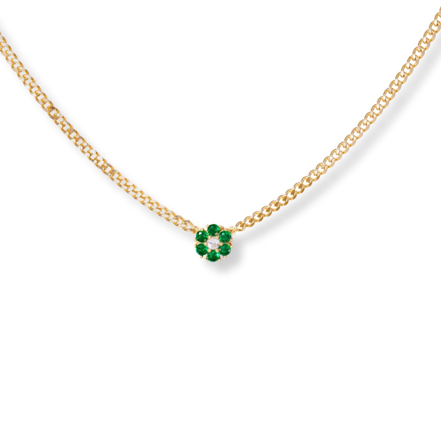 Women’s Flower Emerald Pendant Necklace Little Sky Stone