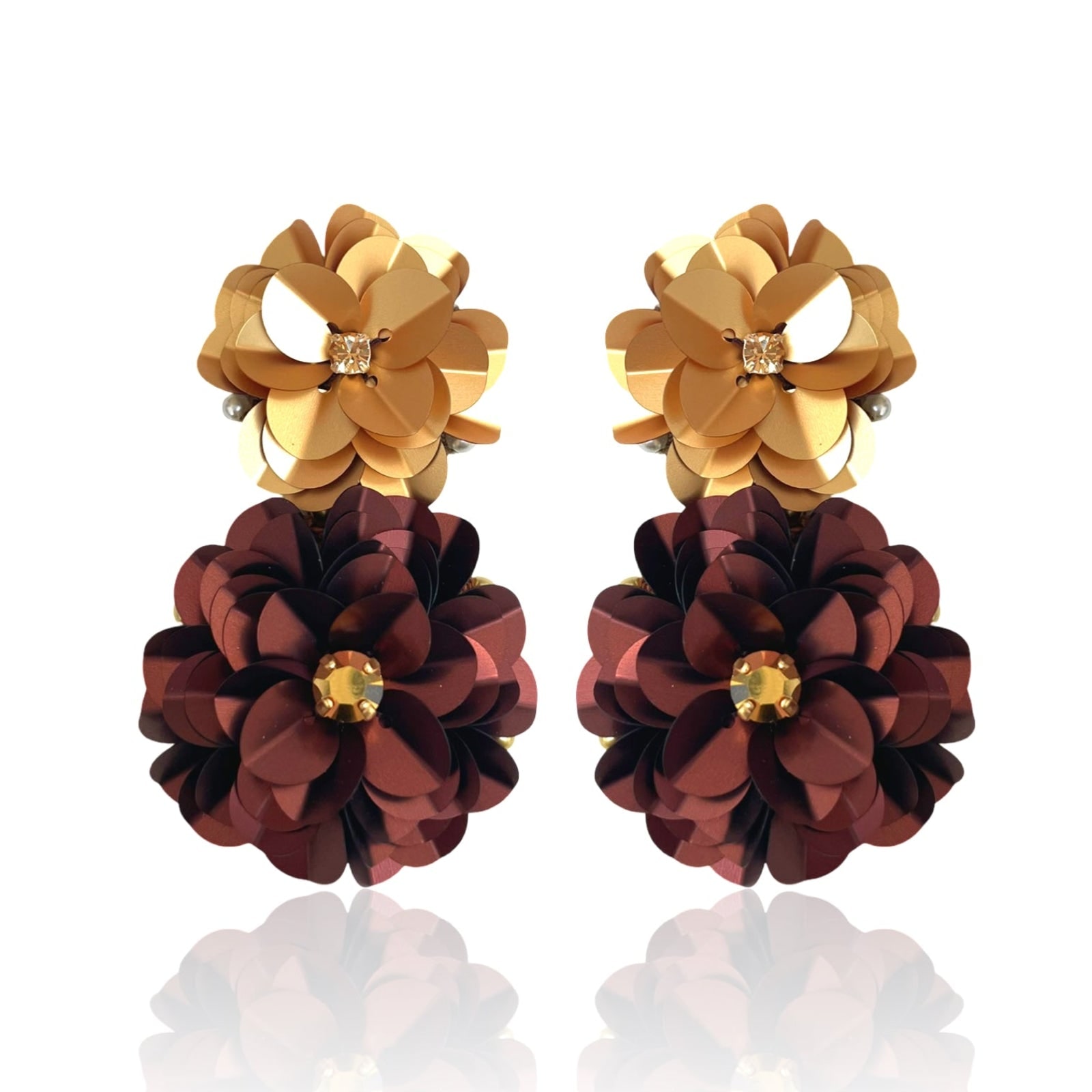 Pinar Ozevlat Women's Blossom Drops Gold & Brown