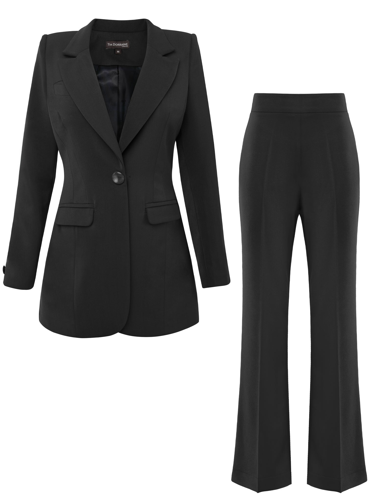 Tia Dorraine Women's Black Magnetic Power Classic Timeless Power Suit