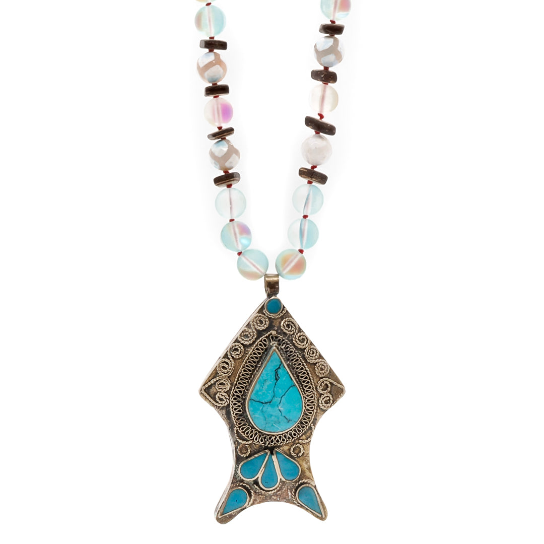 Women’s Gold / Blue Silver Aqua Blue Fish Necklace Ebru Jewelry