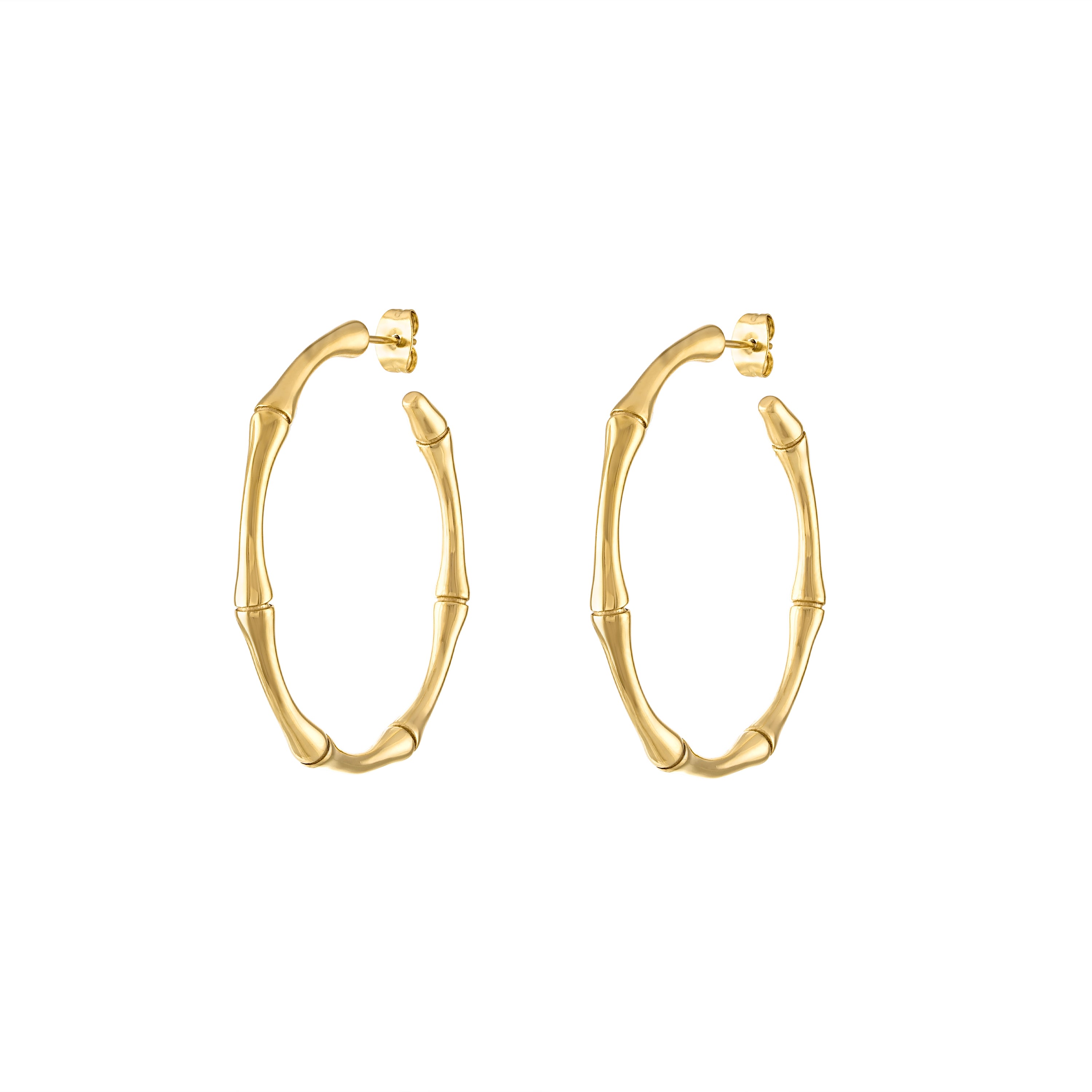 Women's Gold Gianna Bamboo Hoop Earrings | Olivia Le
