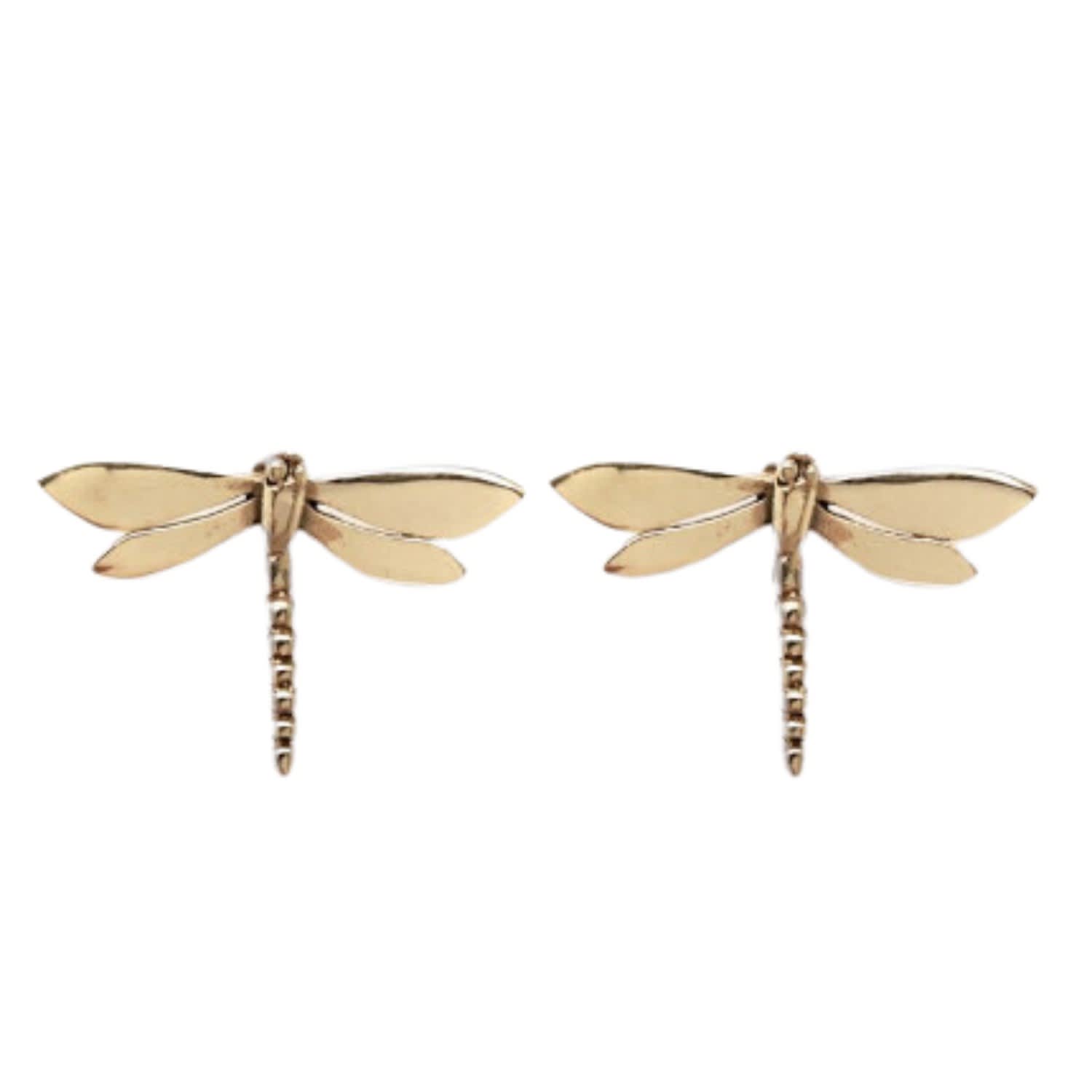 Gold Dragonfly Stud Earrings Gold Plated Sterling Silver 