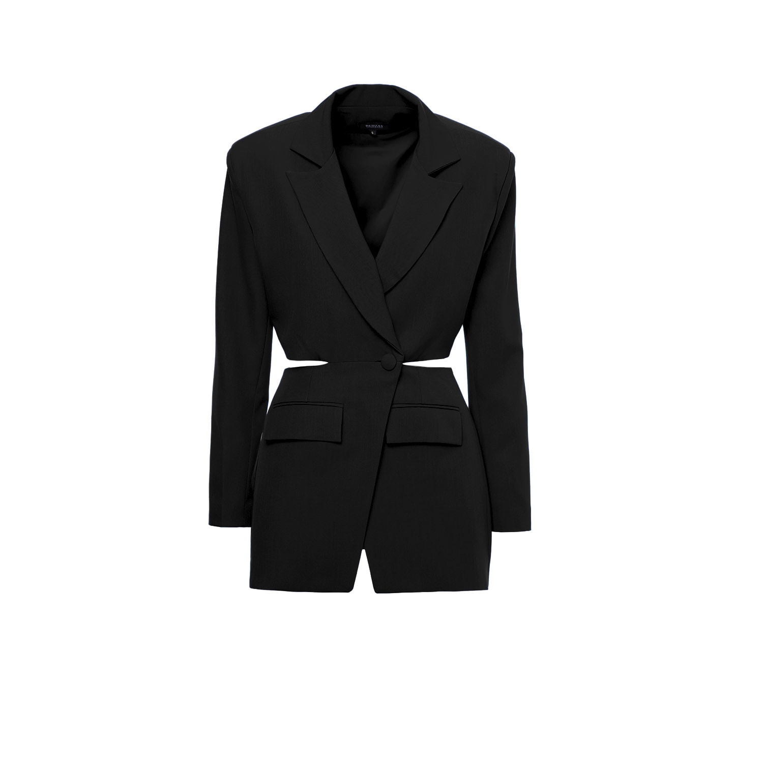 Bluzat Women's Black Blazer With Waistline Cut-out In Black