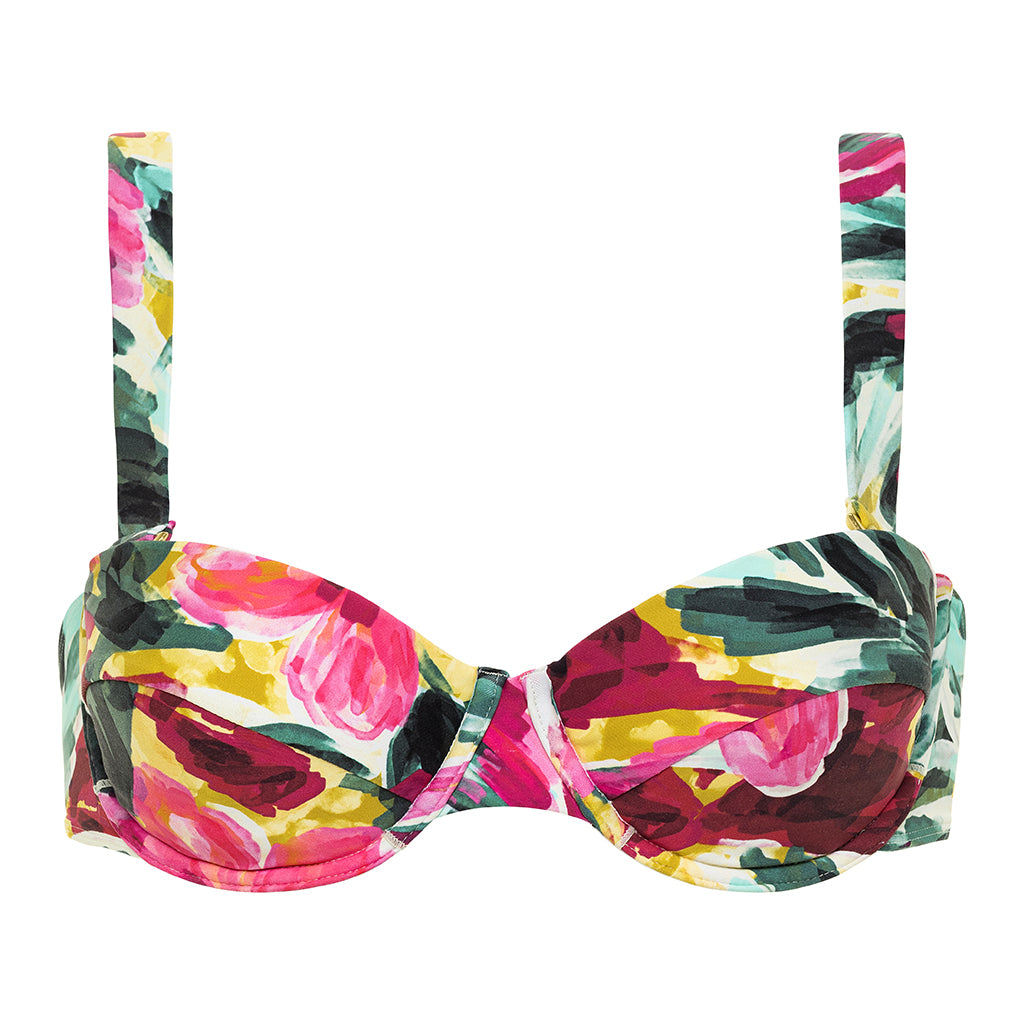 Montce Women's Isla Floral Bustier Bikini Top In Yellow