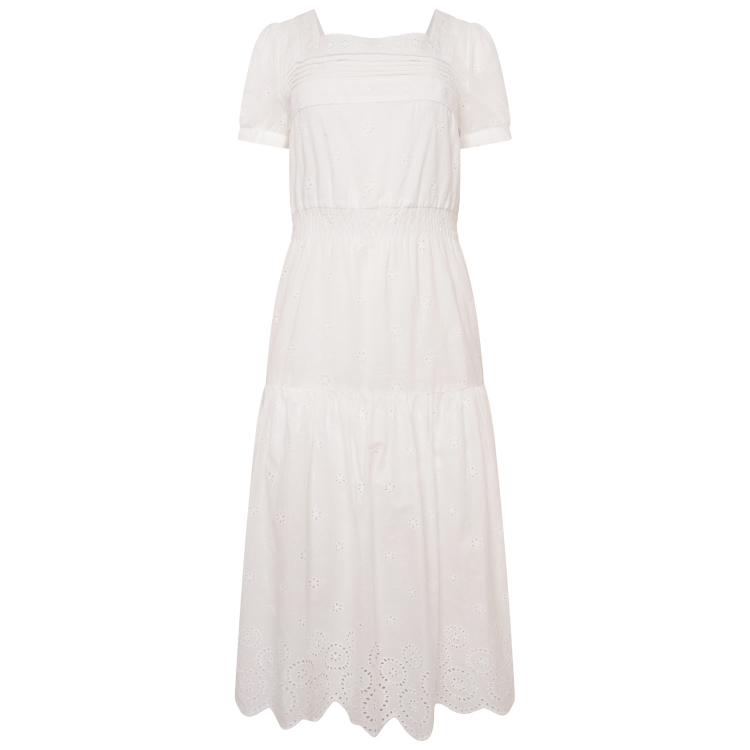 Women's Stella White Cotton Broderie Midi Dress | Medium | Latelier London