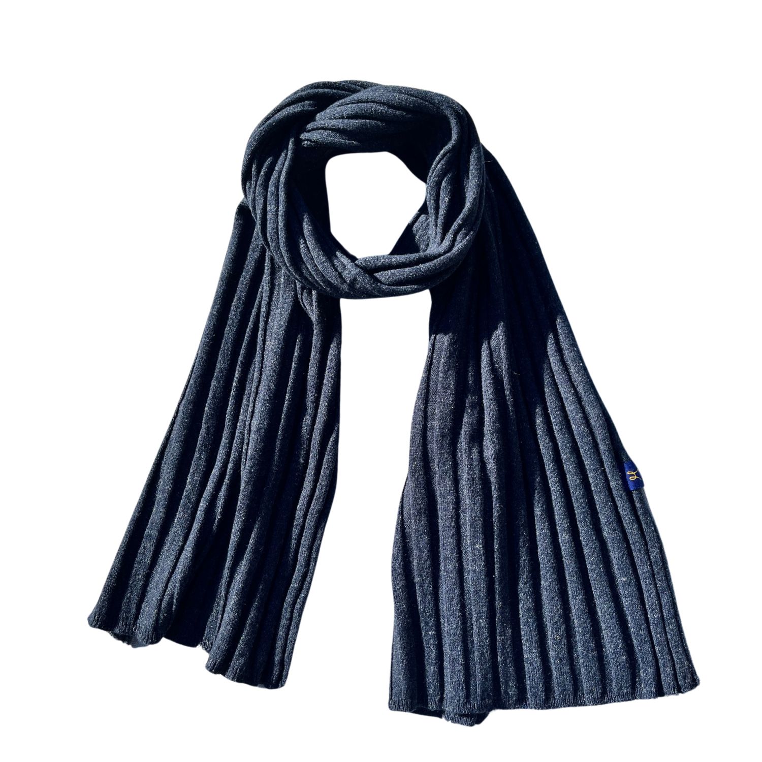 Hemprino Women's Blue ™ Hemp And Merino Rib-knit Scarf - Navy In Gray