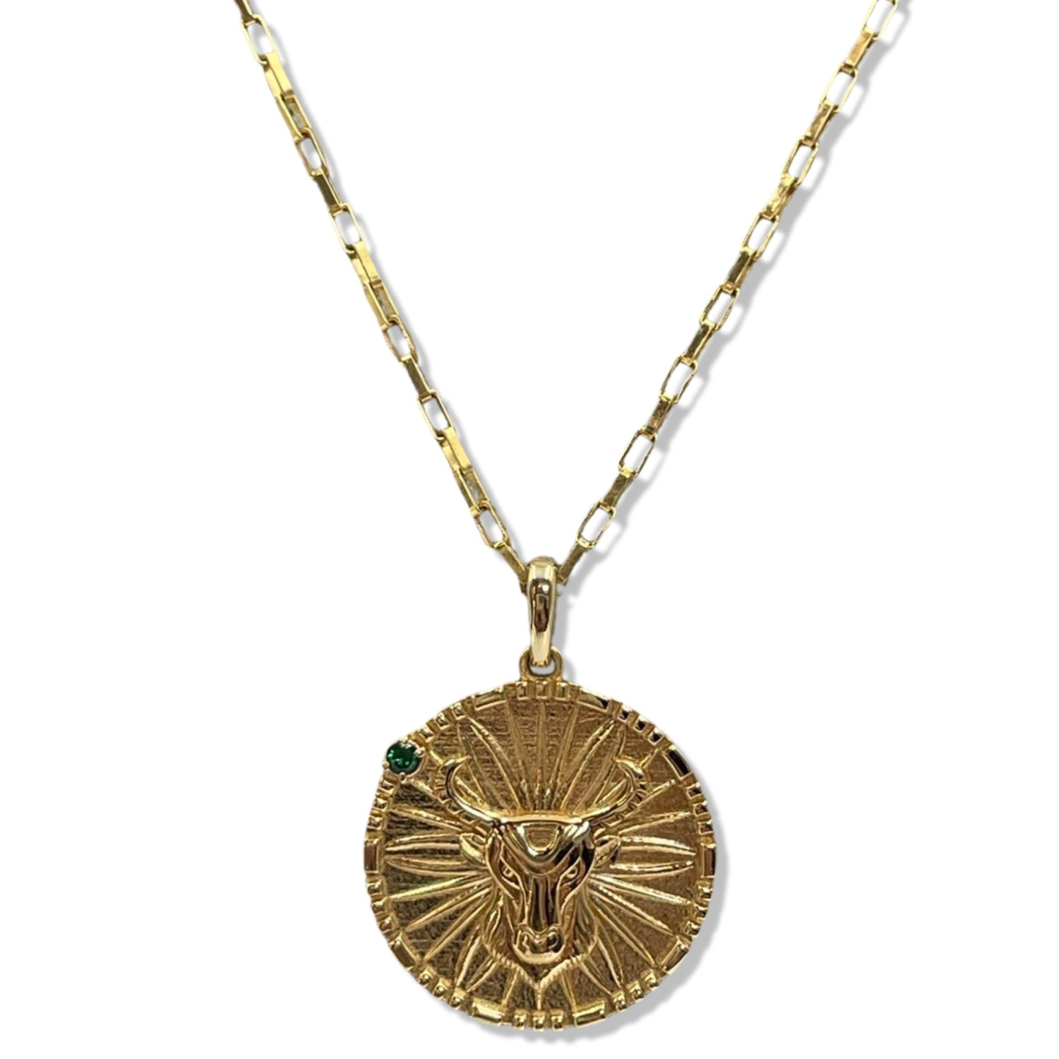 Quartz & Canary Women's Gold / Green Papyrus Zodiac Vermeil Taurus Pendant In Multi