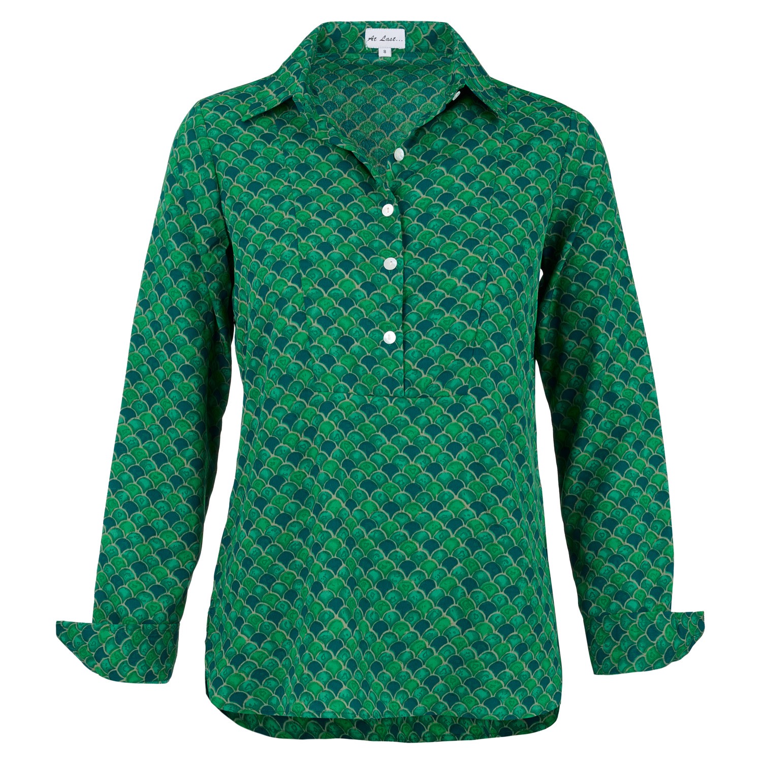 At Last... Women's Soho Shirt In Green Scallop In Green
