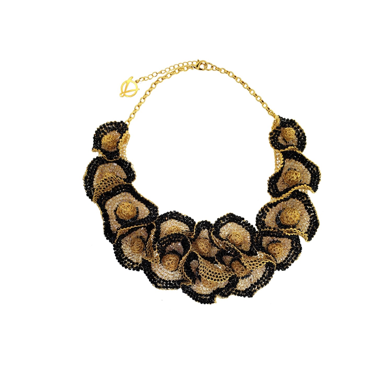 Lavish By Tricia Milaneze Women's Black Mix Buttercup Crystal Handmade Necklace In Black
