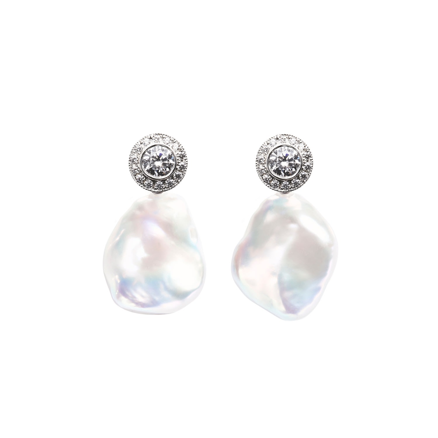 Women’s White / Silver Halo Baroque Pearl Earrings Ora Pearls