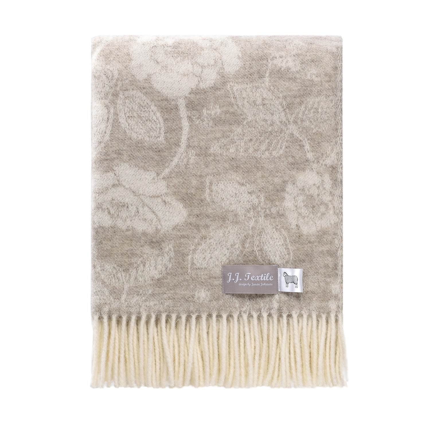 J.j.textile Neutrals Flowers Wool Throw In Multi