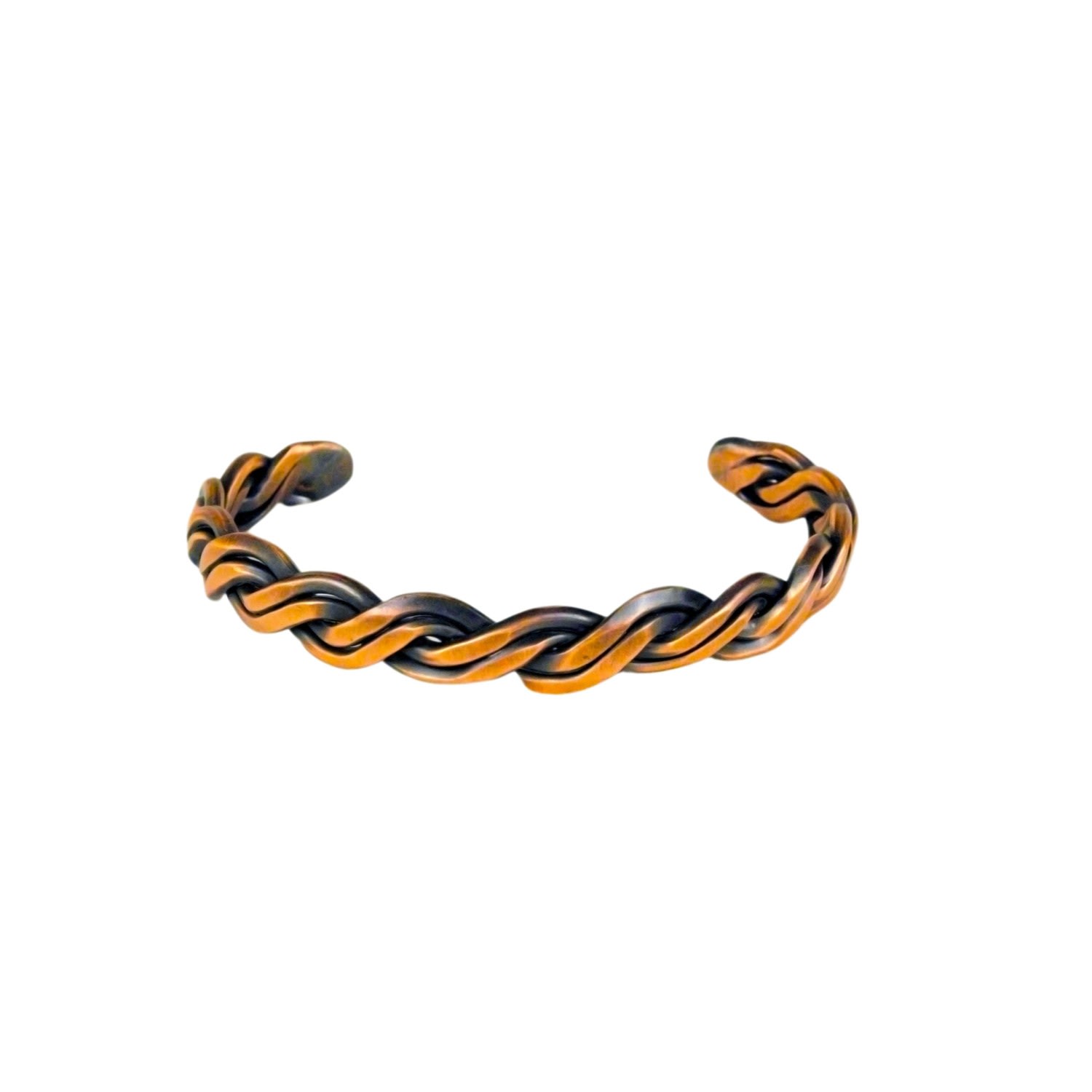 Anatoliacraft Men's Brown Artisanal Copper Twist Cuff Bracelet, Unisex