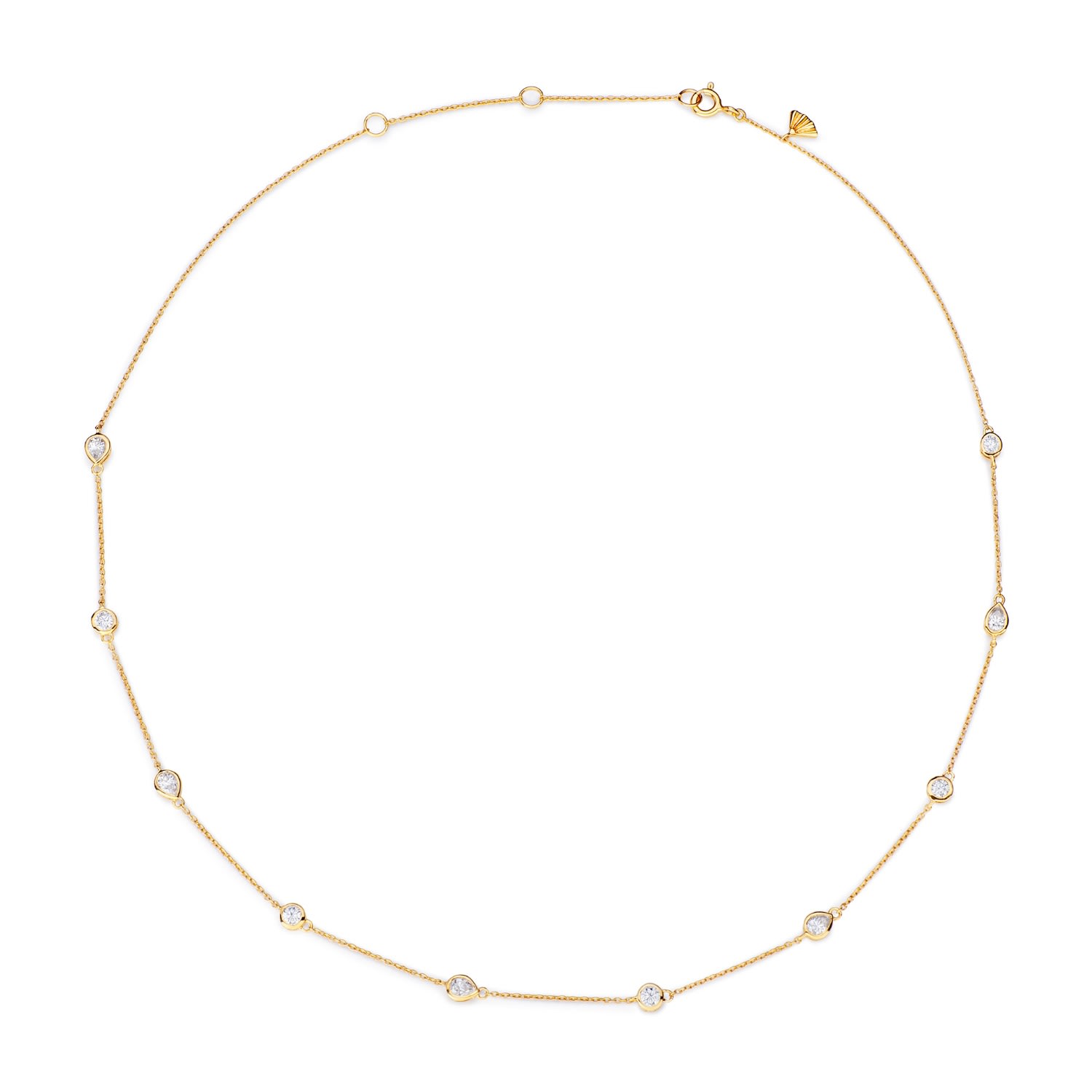 Augustine Jewels Women's Diamond By The Yard Pear And Round Shaped Gold Diamond Necklace
