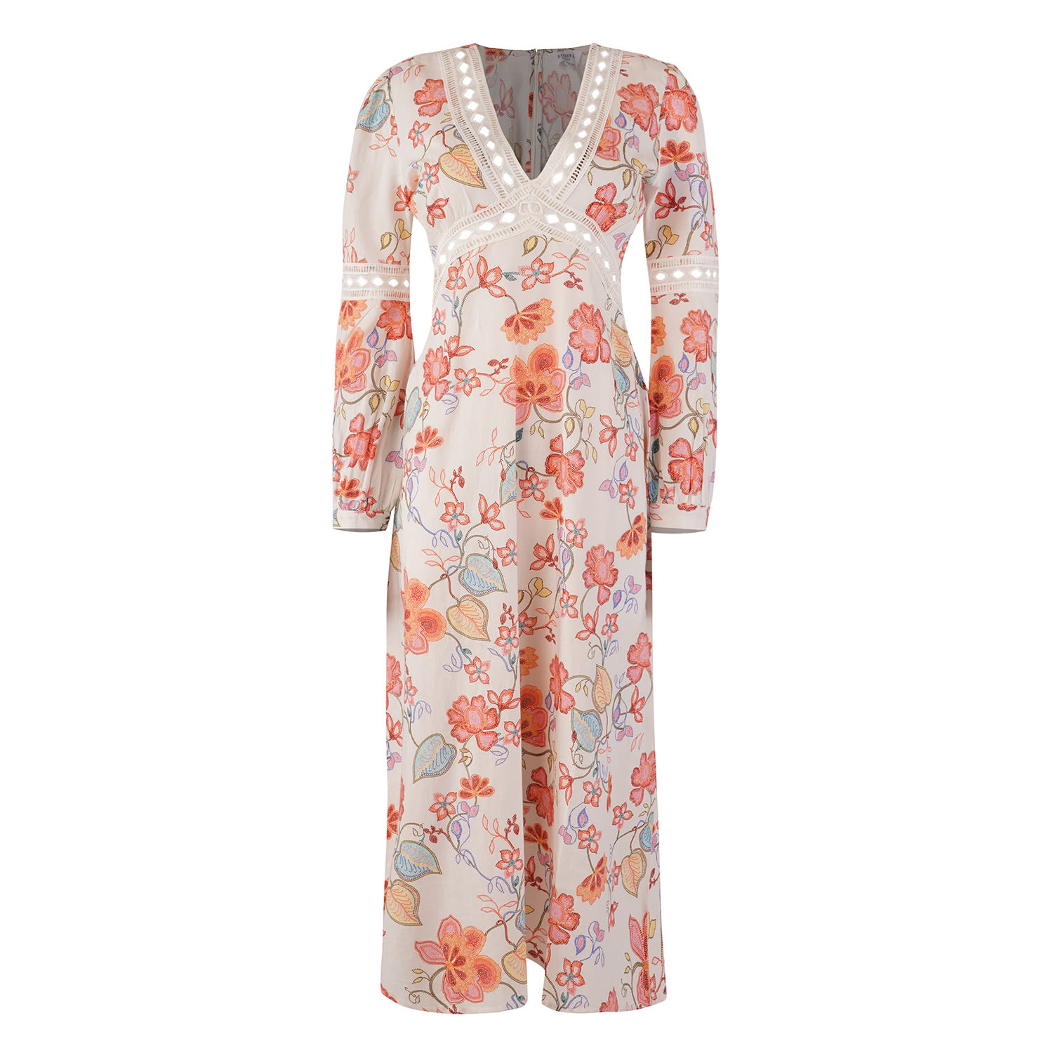 Women's White Evelyn Floral Midi Dress | XXL | Raishma