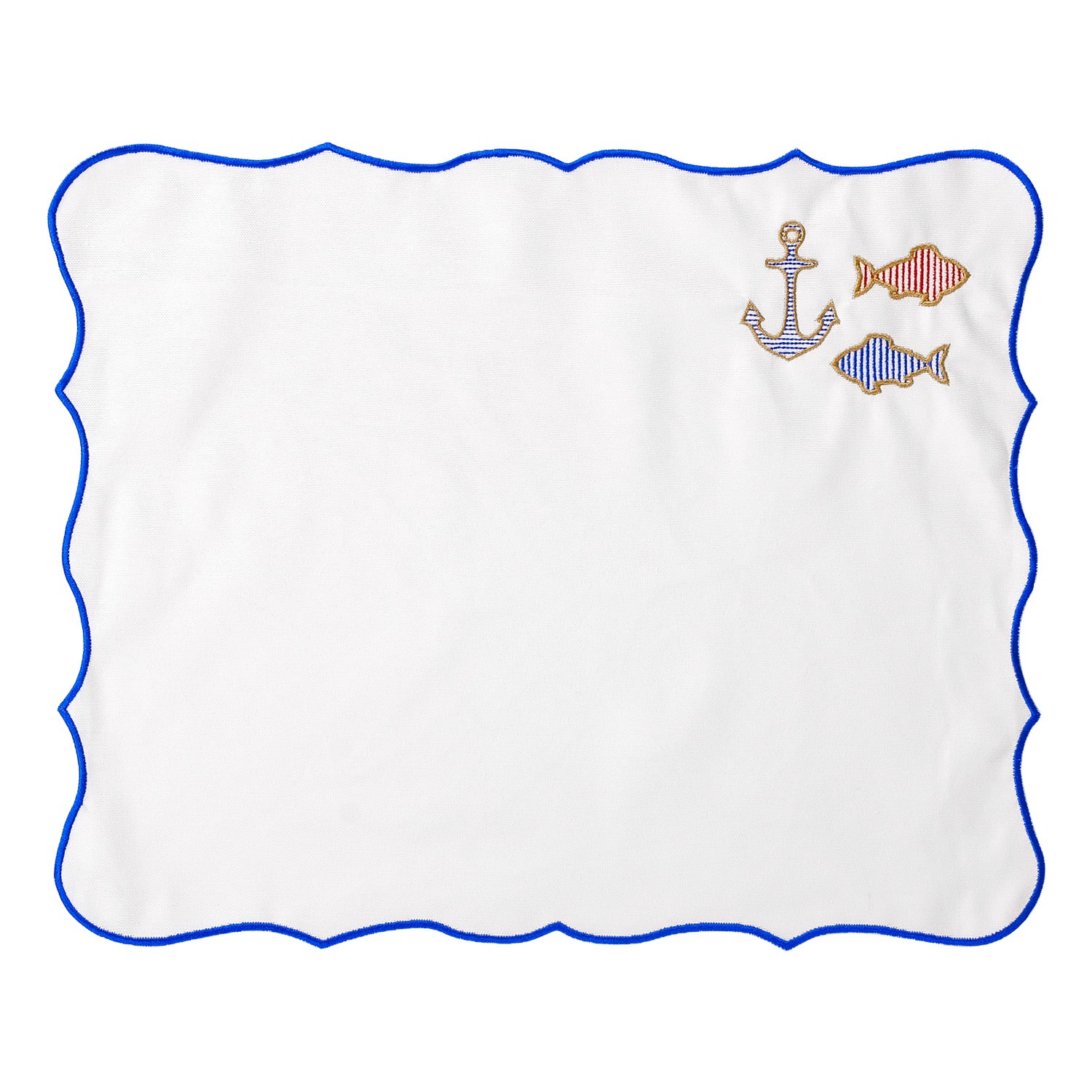 Km Home Collection Pisces  - Cotton Placemats Set Of 2 In White