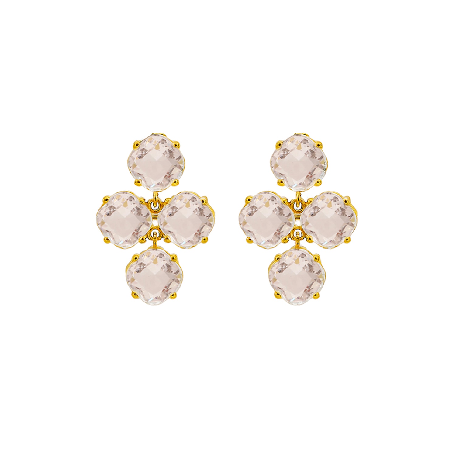 Monarch Women's Gold / White Glass Shine Drop Earrings - Gold / Clear