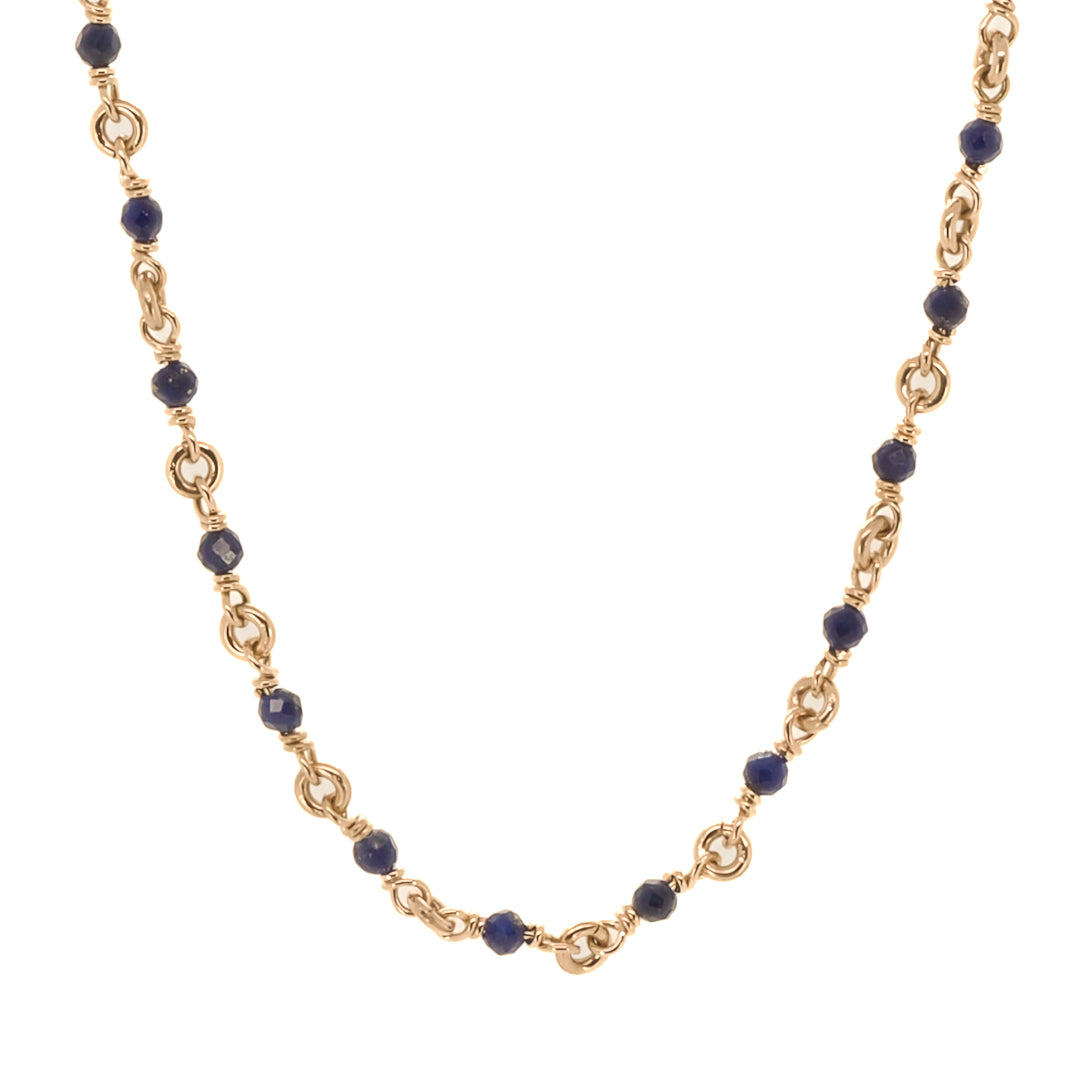 Women’s Gold / Blue Lapis Lazuli Stone & Solid Gold Chain Necklace - Gold Ebru Jewelry