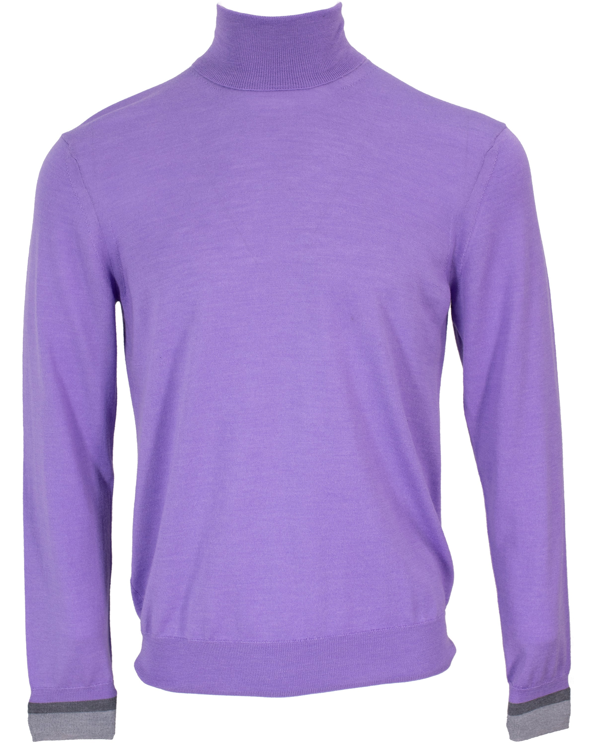 Lords Of Harlech Men's Black / Grey / Pink Ronald Merino Turtleneck Sweater In Lavender In Black/grey/pink