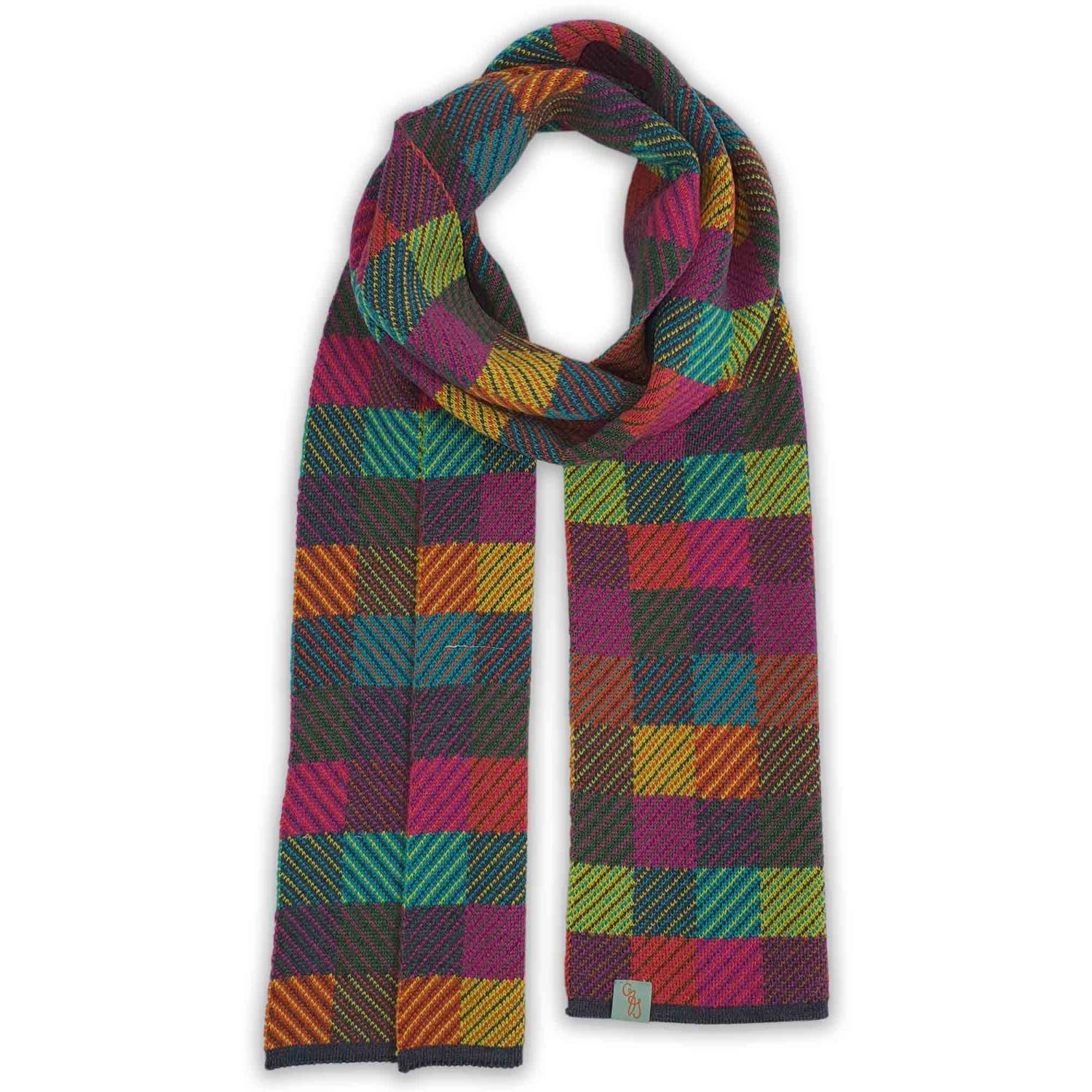 Otto & Spike Women's Grey / Green / Yellow Scarves - Patch - Charcoal, Cinnamon Orange In Multi
