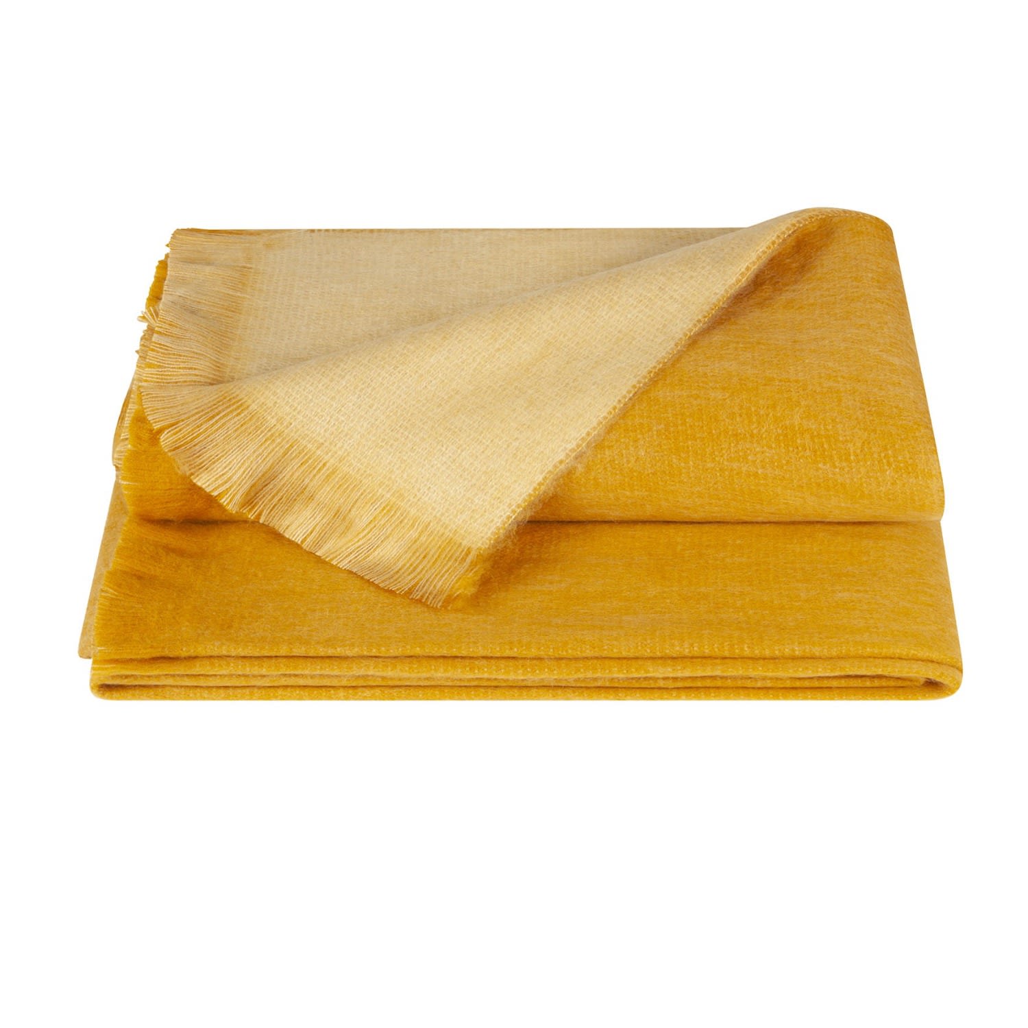 Alpaca Loca Orange Double Plaid/throw Ocher & Natural Alpaca Wool In Yellow