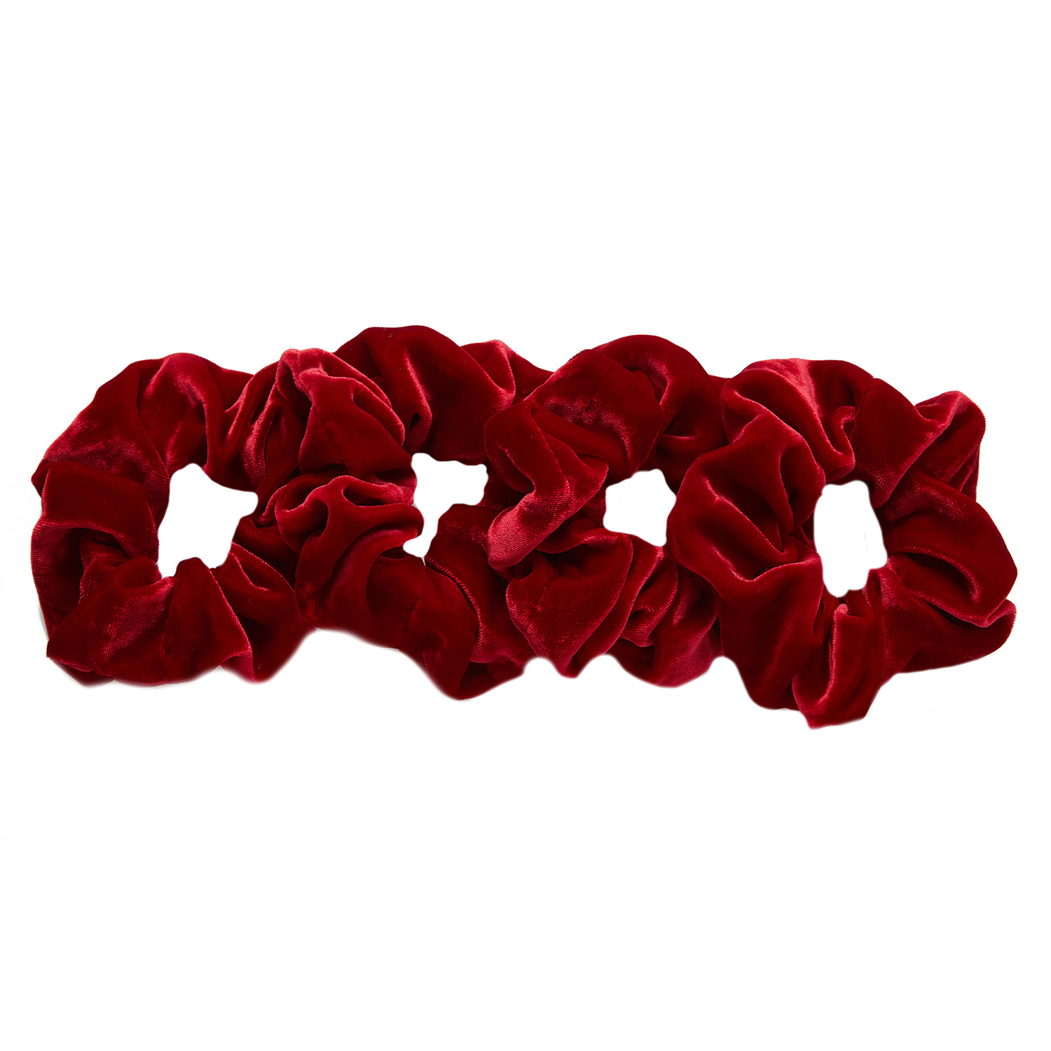 Women's Red Silk Velvet Handmade French Scrunchie Set Of Four - Lipstick Collection In Dragon Blood | One Size | Soft Strokes Silk