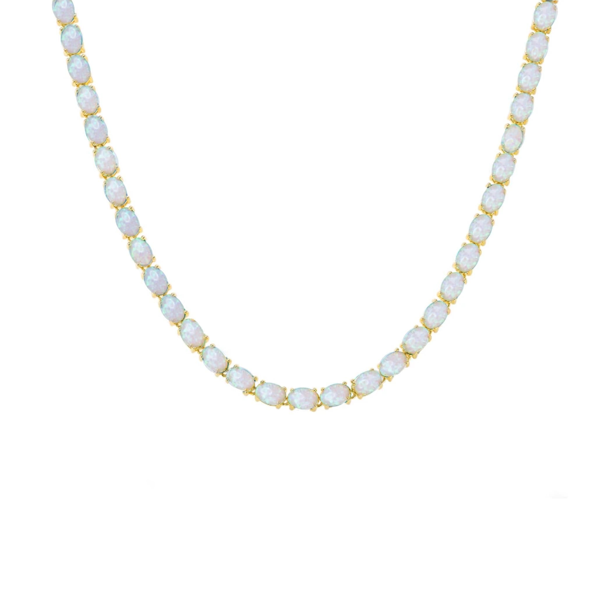 La Kaiser Women's Gold Baby Blue Opal Eternal Tennis Necklace In Brown